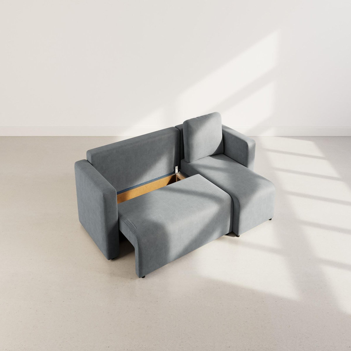 BEST MOBILIER Canopy - canapé d'angle réversible 4 places convertible avec coffre en velours côtelé