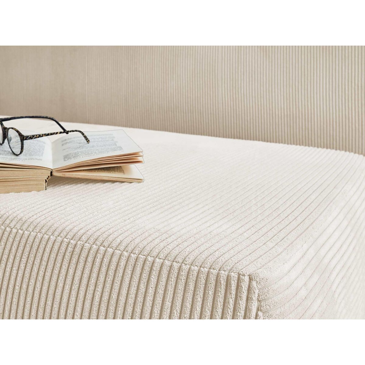 BEST MOBILIER Cristal - canapé 3 places - convertible avec coffre - en velours côtelé