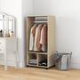 Voir la diapositive 2 : HOMCOM Armoire penderie étagère 2 niches penderie 4 roulettes pivotantes dim. 60L x 40l x 128H cm coloris chêne clair