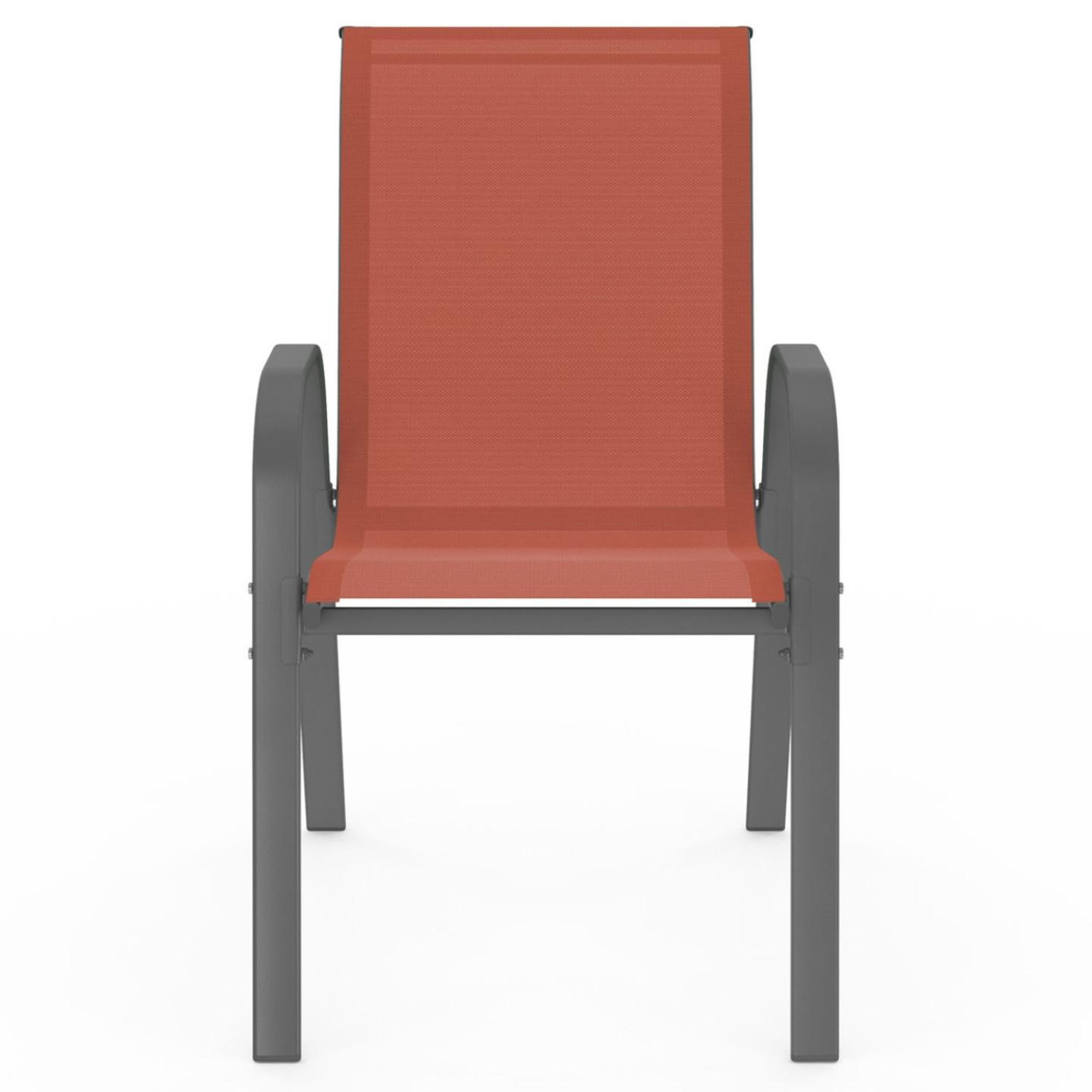 Voir la diapositive 3 : ID MARKET Lot de 4 chaises de jardin LYMA métal et textilène empilables terracotta