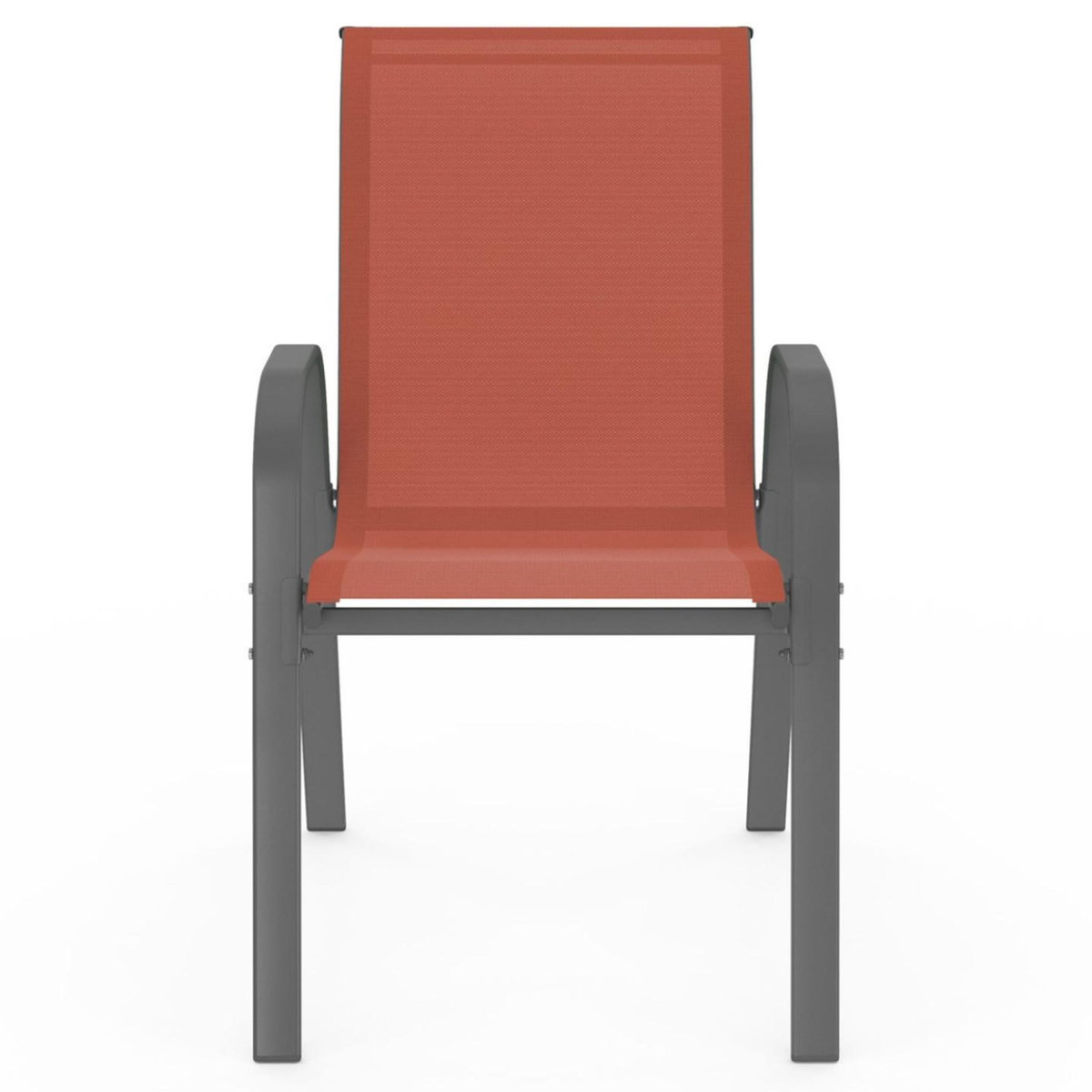 ID MARKET Lot de 4 chaises de jardin LYMA métal et textilène empilables terracotta