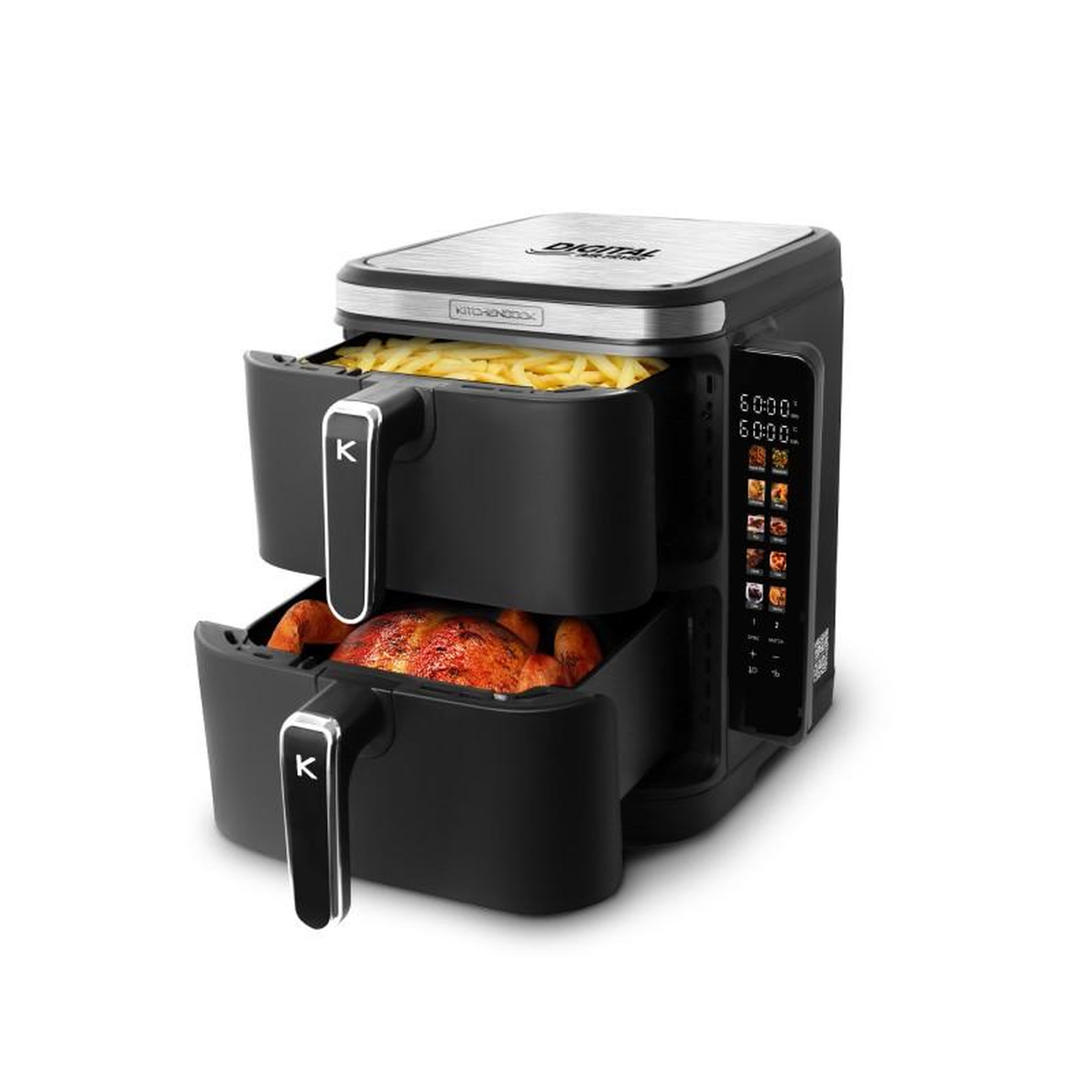 Voir la diapositive 4 : KITCHENCOOK Kitchencook - airflow12 led - friteuse à air verticale 12l - 10 programmes - panneau tactile led - 2800w