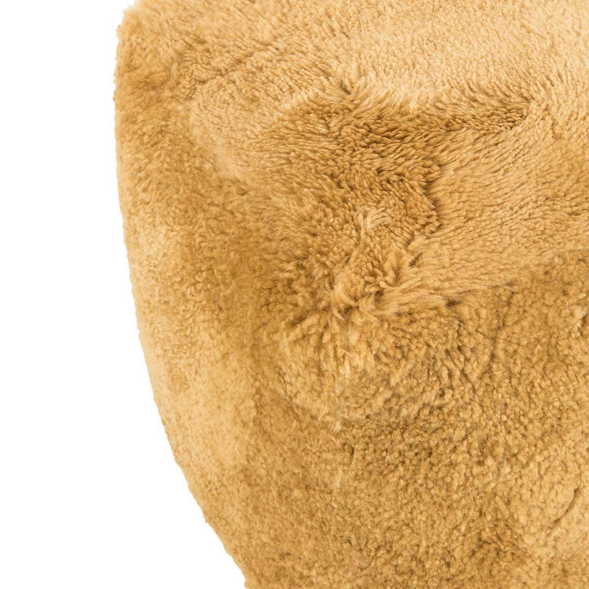 Voir la diapositive 2 : J-LINE Pouf Carré Déco  Peau de Mouton  45cm Ocre