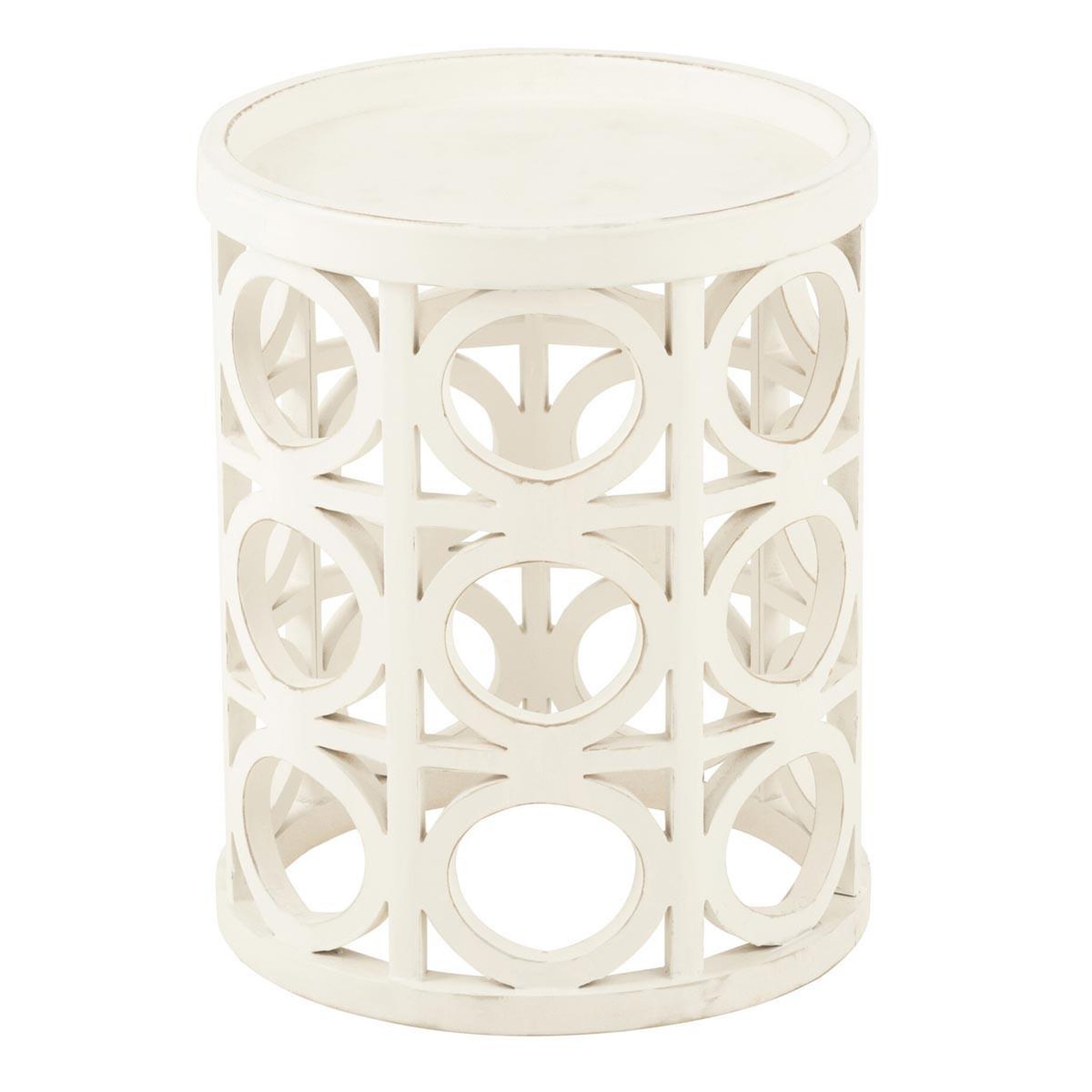 J-LINE Table d'appoint sculptée  charity  50cm blanc