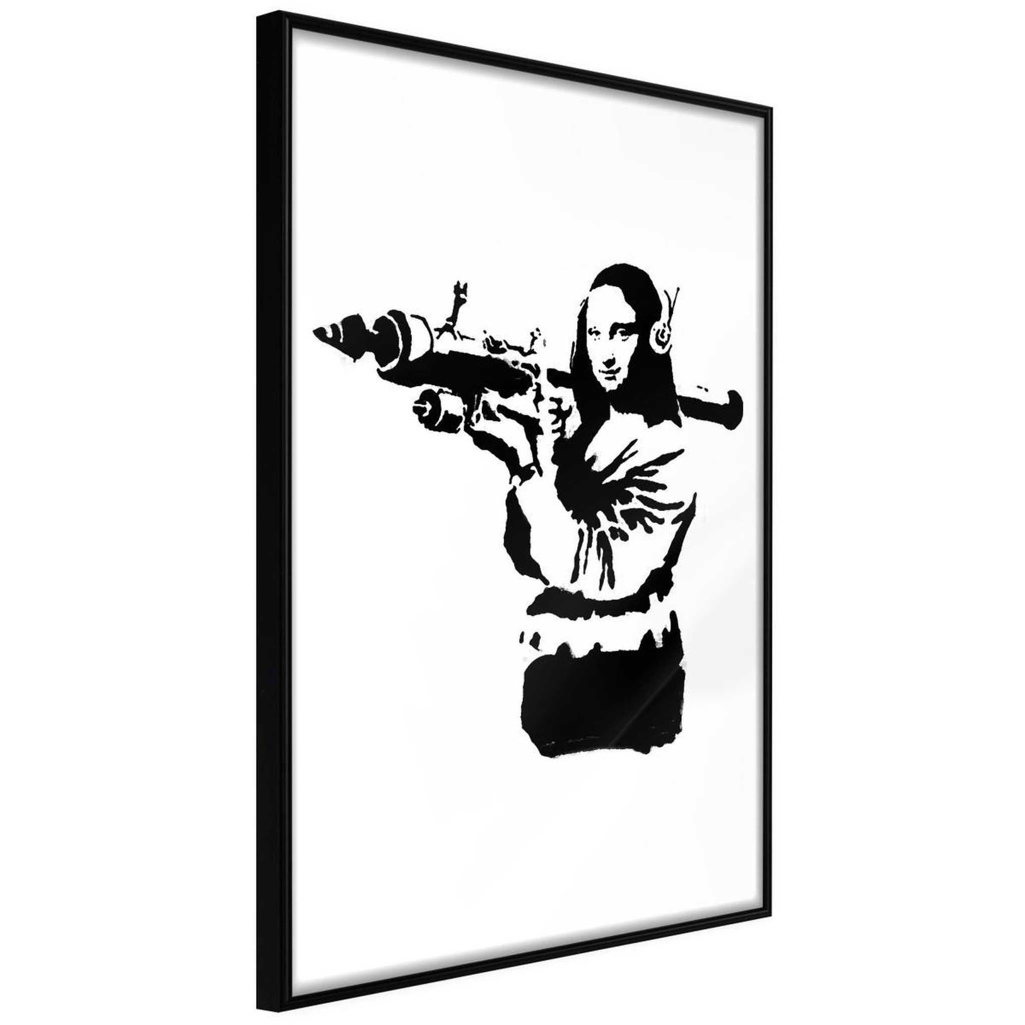 Paris Prix Affiche murale encadrée  banksy mona lisa with bazooka ii. Coloris disponibles : Jaune, Noir