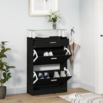 VIDAXL Armoire a chaussures Noir 63x24x104 cm Bois d'ingenierie