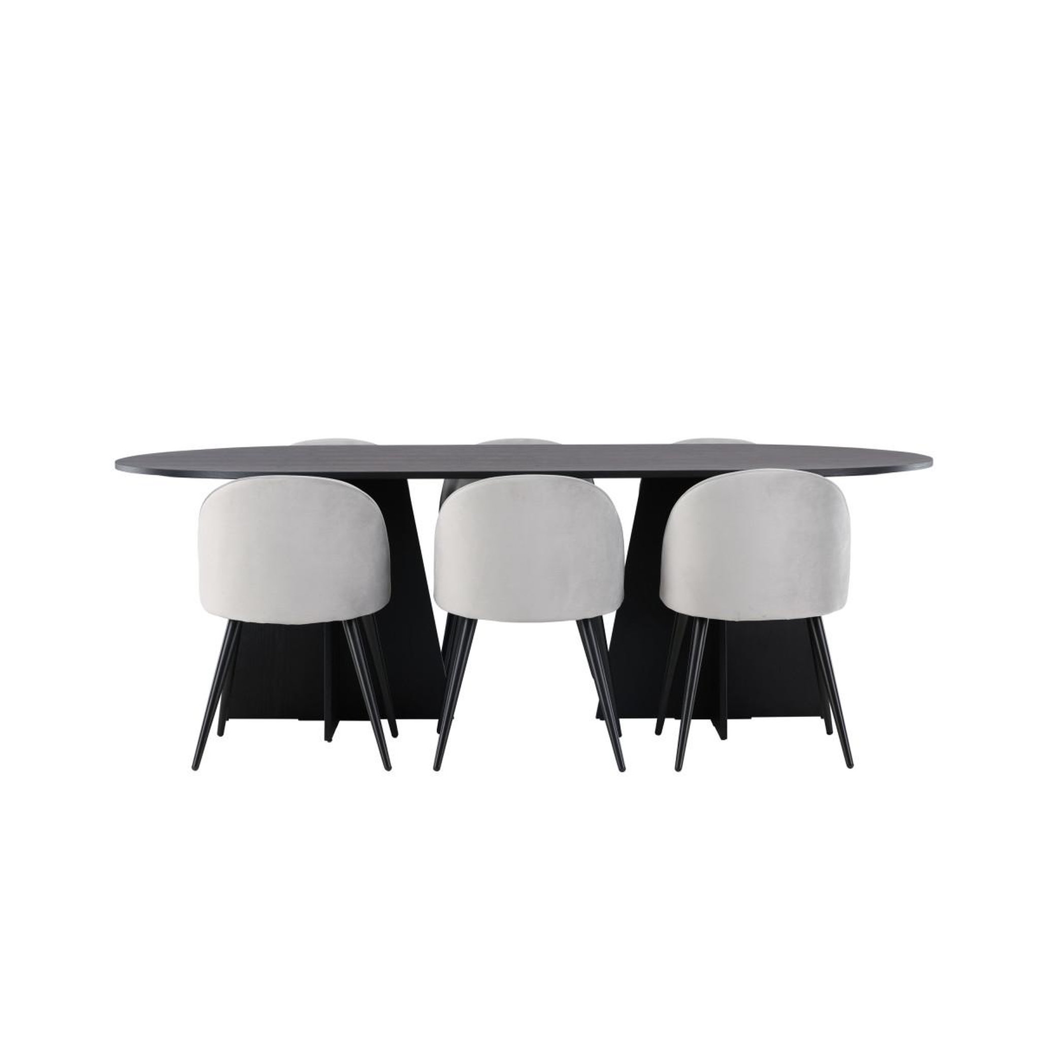 Voir la diapositive 3 : Paris Prix Ensemble table à manger & 6 chaises  bootcut & velvet  230cm noir & gris