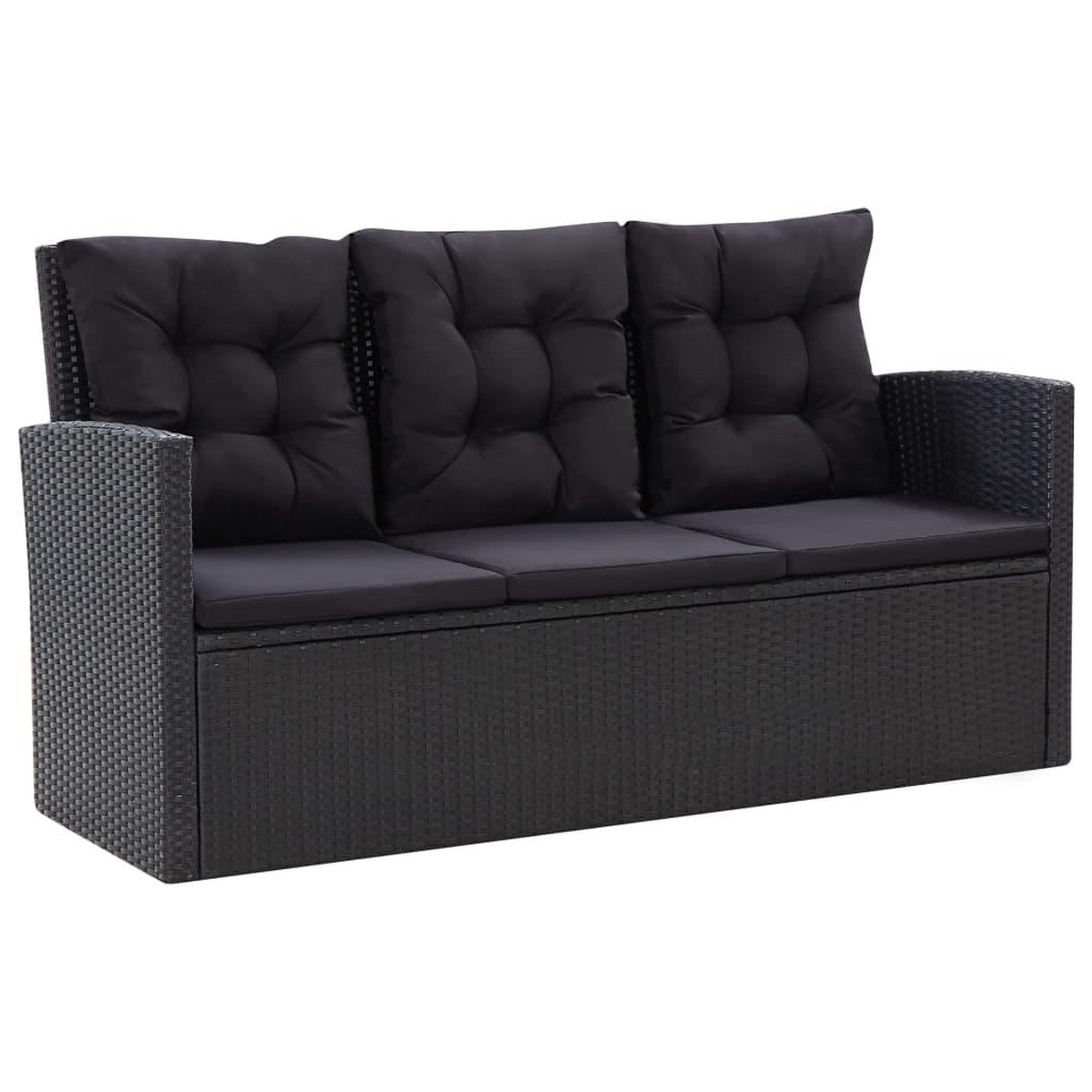Voir la diapositive 2 : VIDAXL Salon de jardin 6 pcs avec coussins resine tressee noir