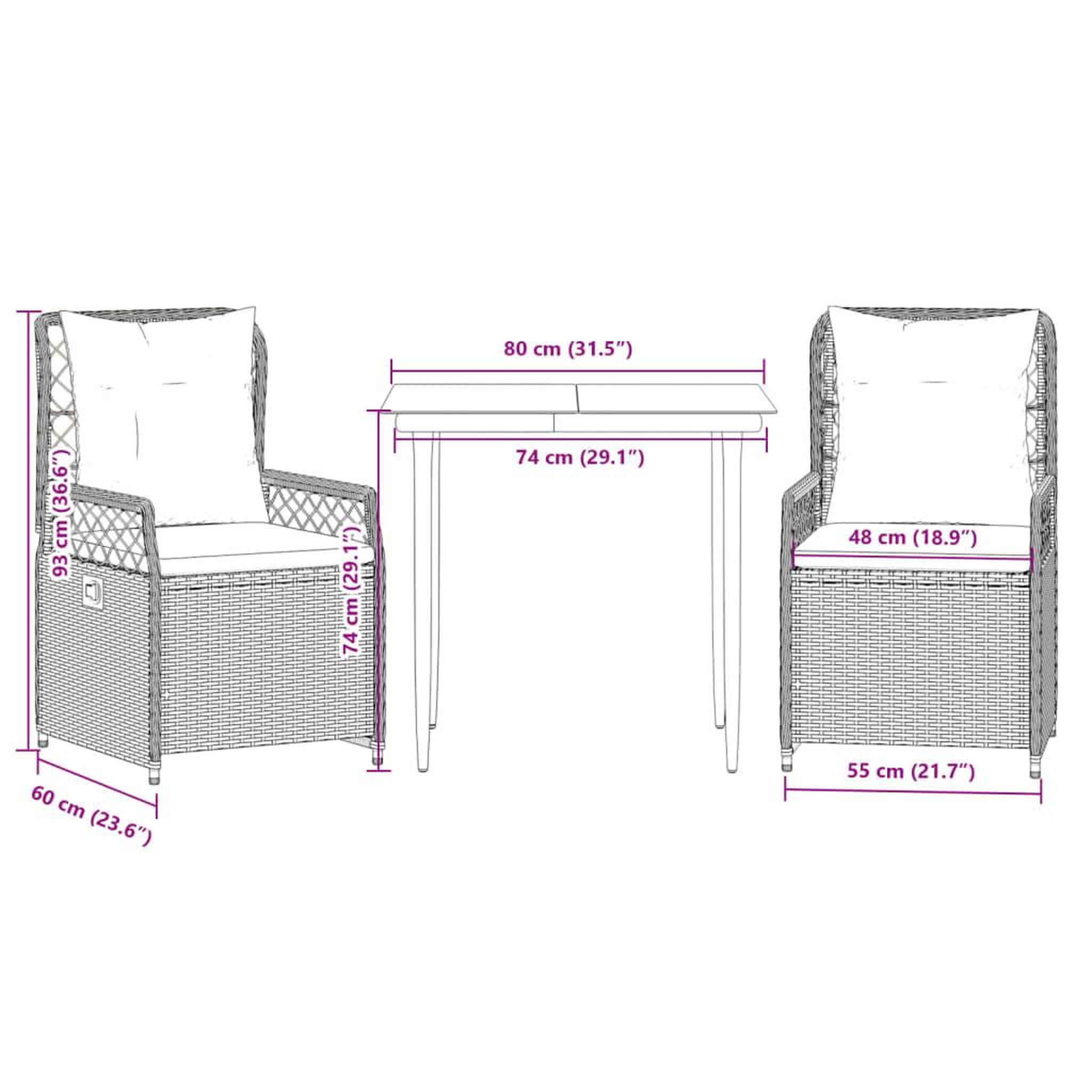 Voir la diapositive 6 : VIDAXL Ensemble a manger de jardin avec coussins 3 pcs Noir