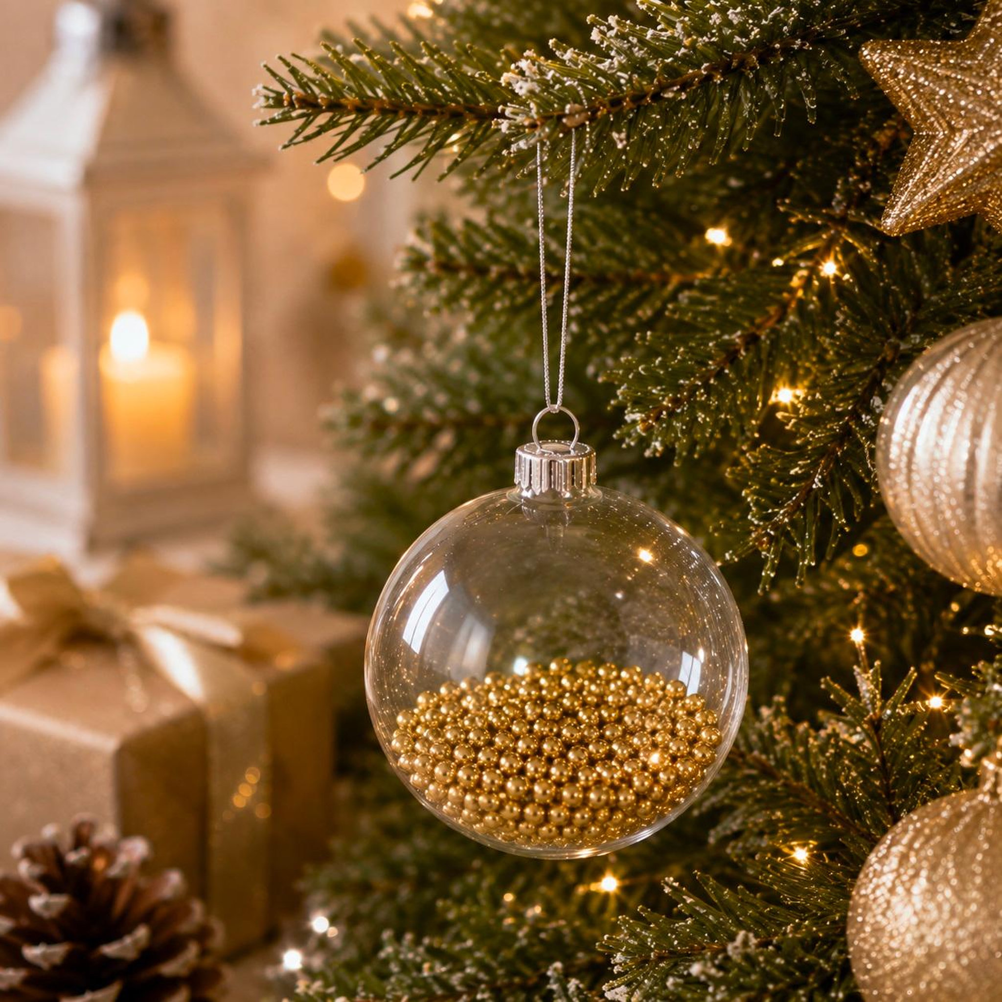 Voir la diapositive 2 : Eden Boule de noël transparente avec billes