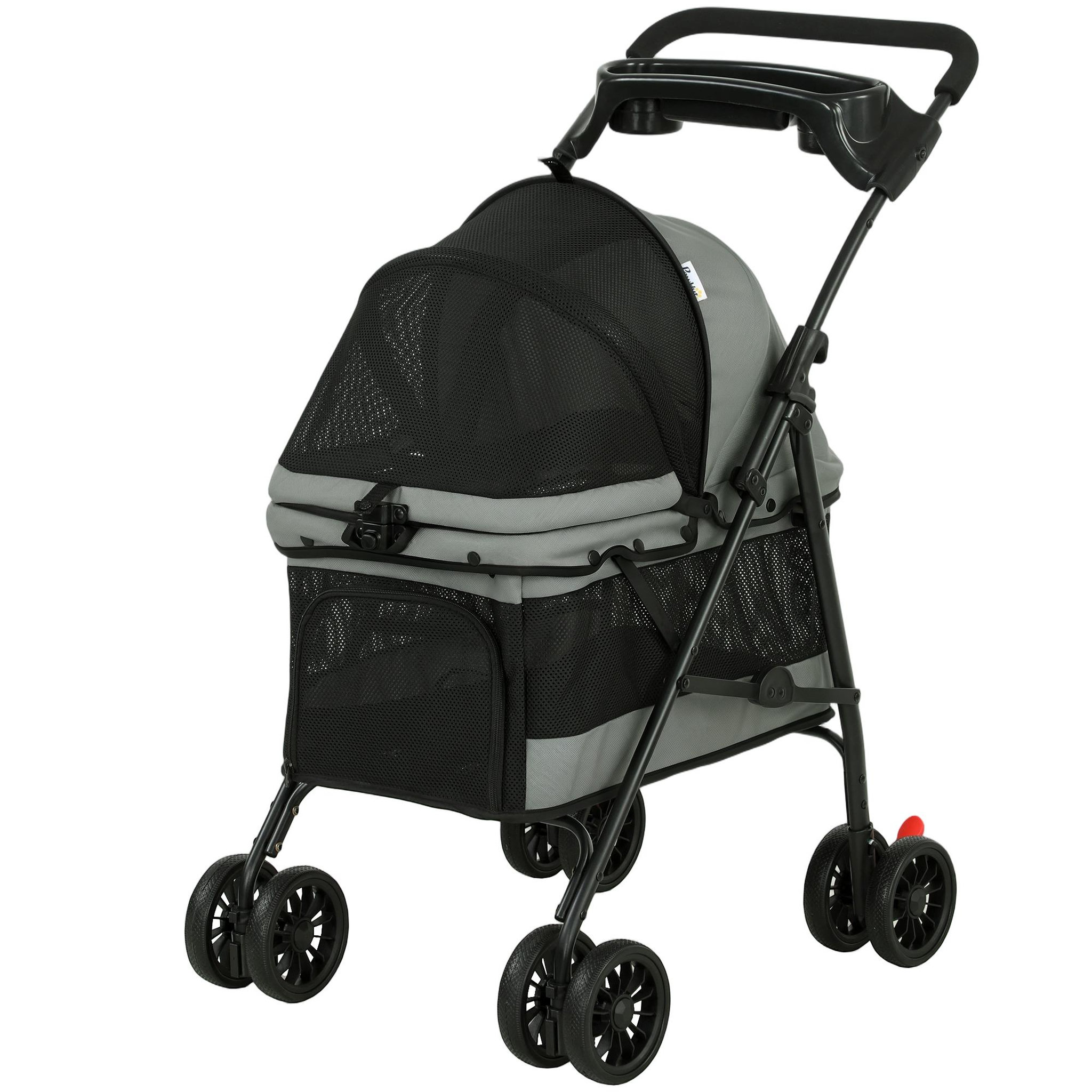 Voir la diapositive 5 : PAWHUT Poussette pour chien pliable 4 roues coussin amovible gris