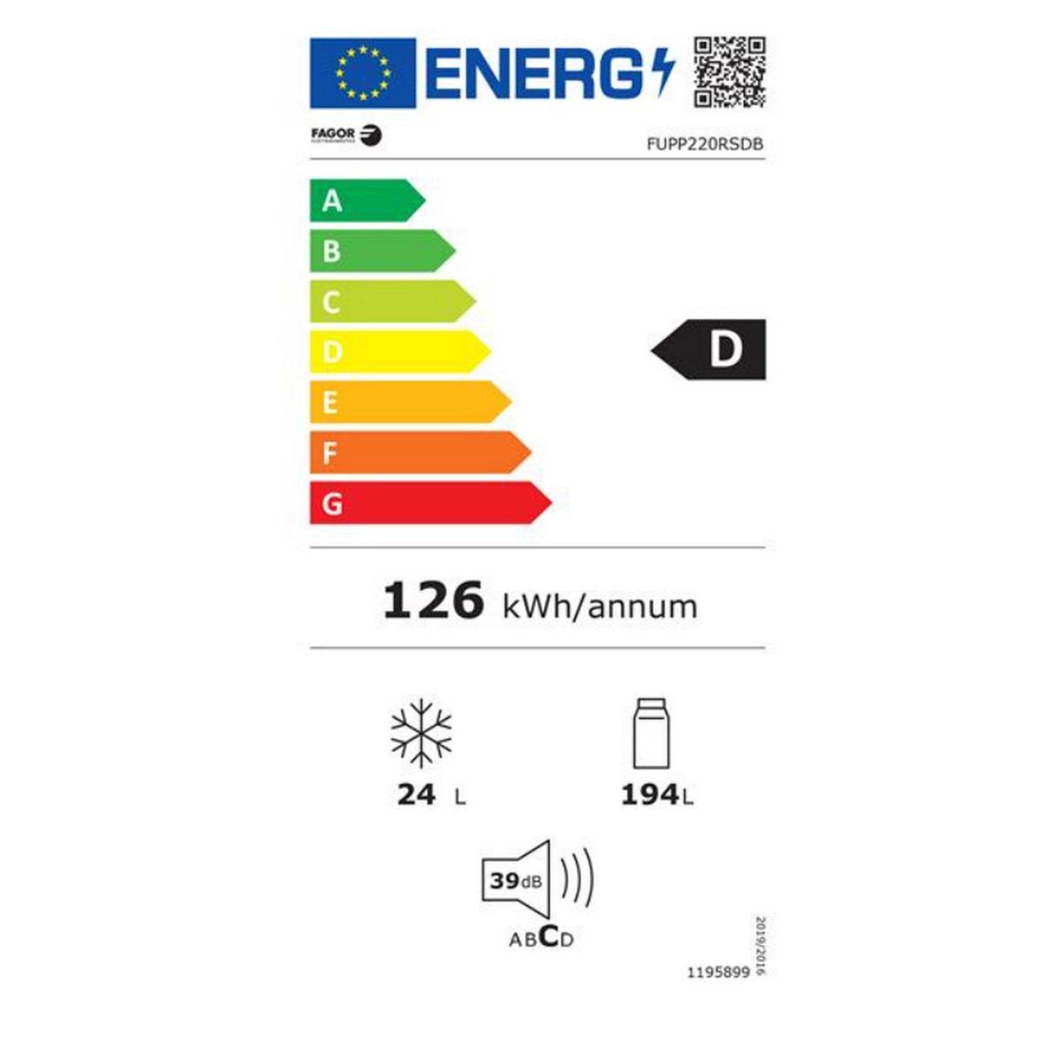 Voir la diapositive 2 : Fagor Réfrigérateur 1 porte 55cm 218l blanc - fupp220rsdb