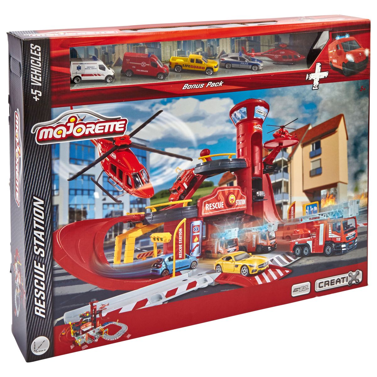 MAJORETTE Creatix Playset - Circuit Caserne de pompier + véhicules
