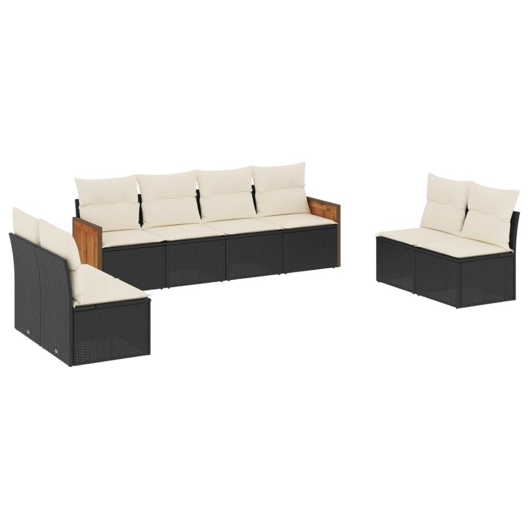 Voir la diapositive 2 : VIDAXL Salon de jardin 8 pcs avec coussins noir resine tressee