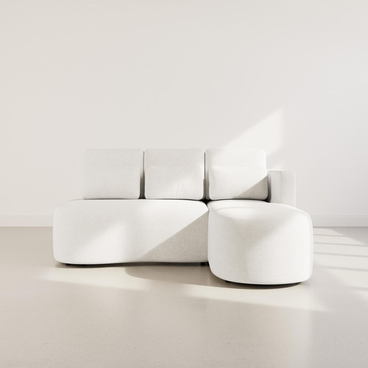 LISA DESIGN Mahina - canapé d'angle droit 4 places convertible avec coffre en tissu texturé