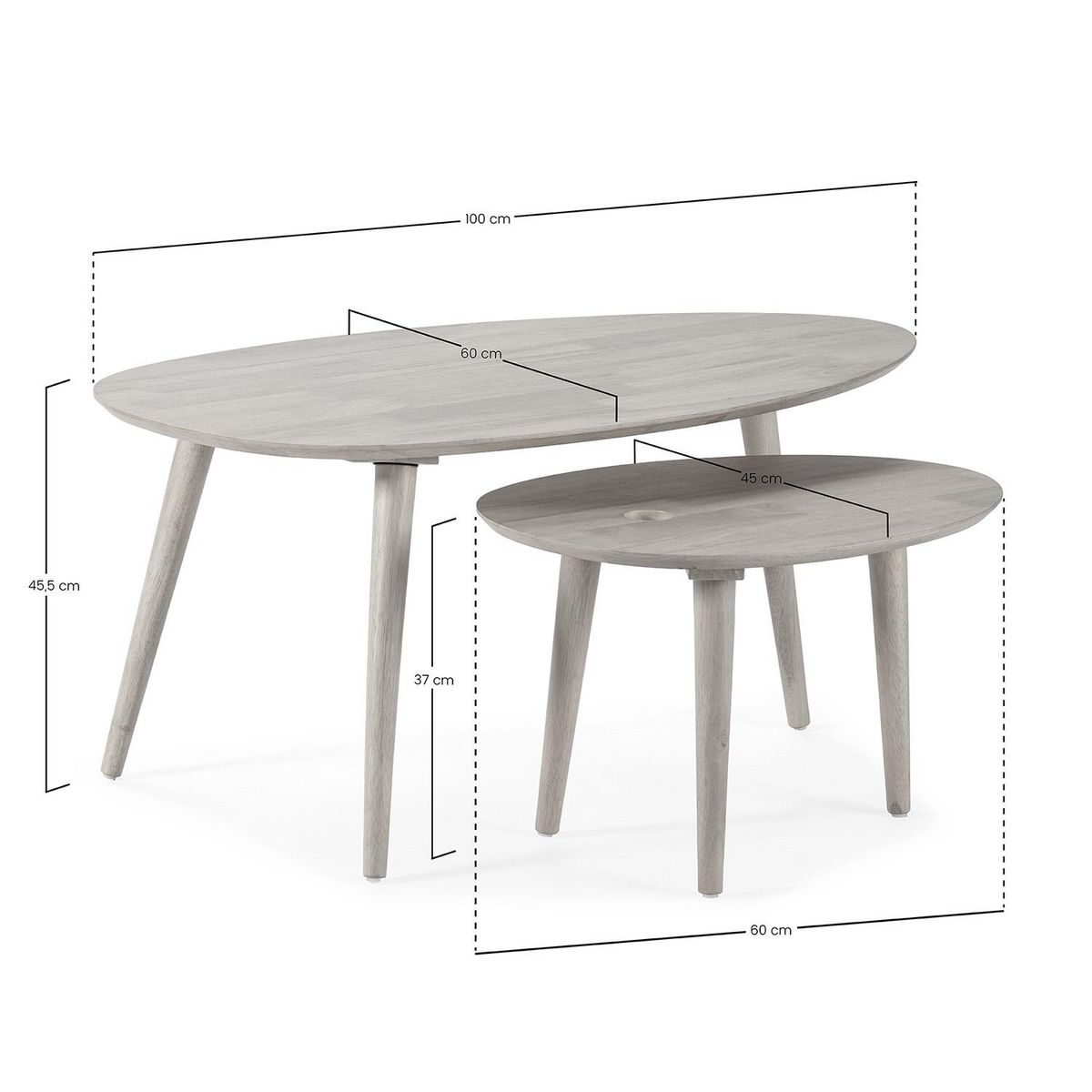 VS VENTA-STOCK Set de 2 tables basses Eclipse couleur noyer, bois massif