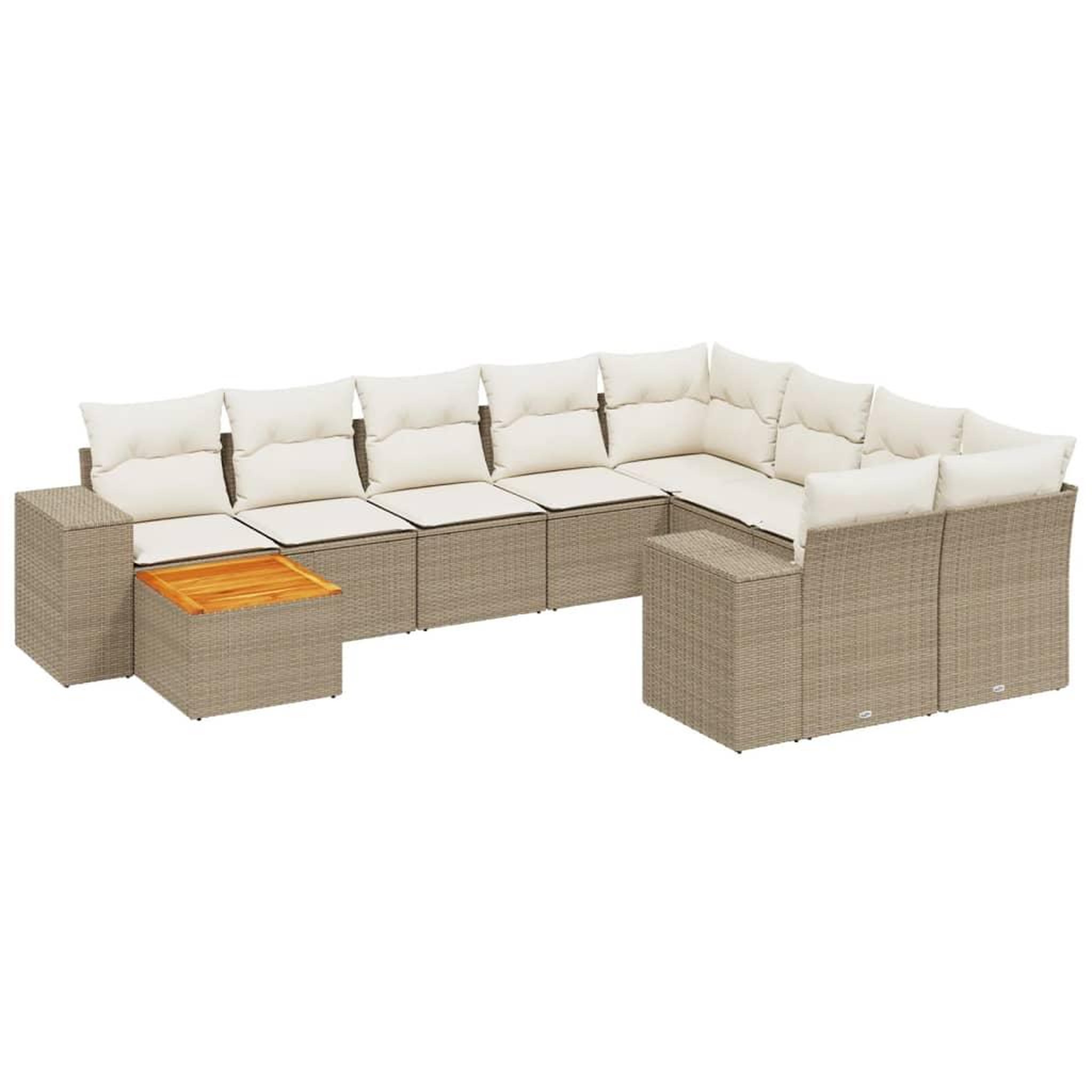 Voir la diapositive 2 : VIDAXL Salon de jardin avec coussins 10 pcs beige resine tressee