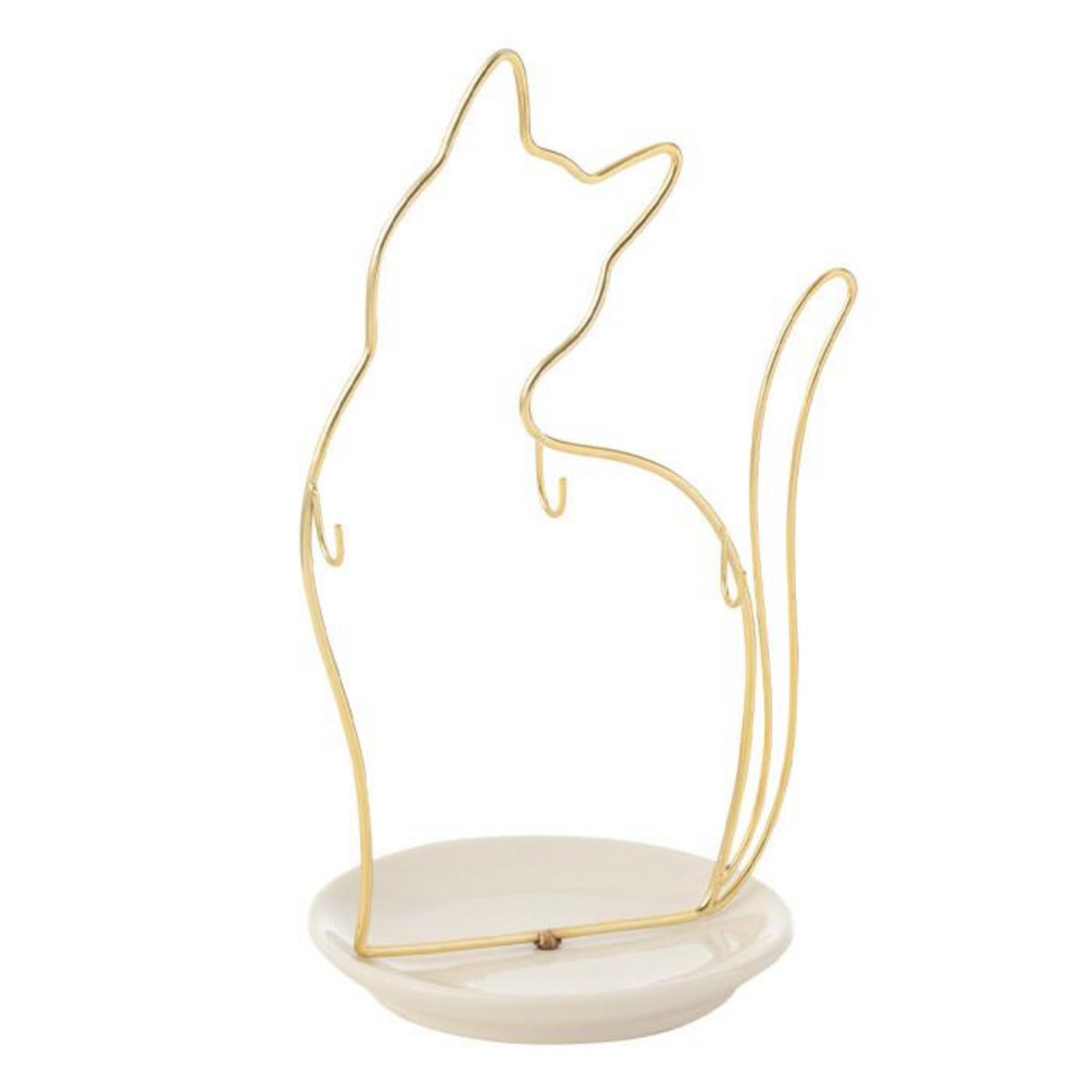 Paris Prix Statuette Chat en Porcelaine  Bol  27cm Blanc