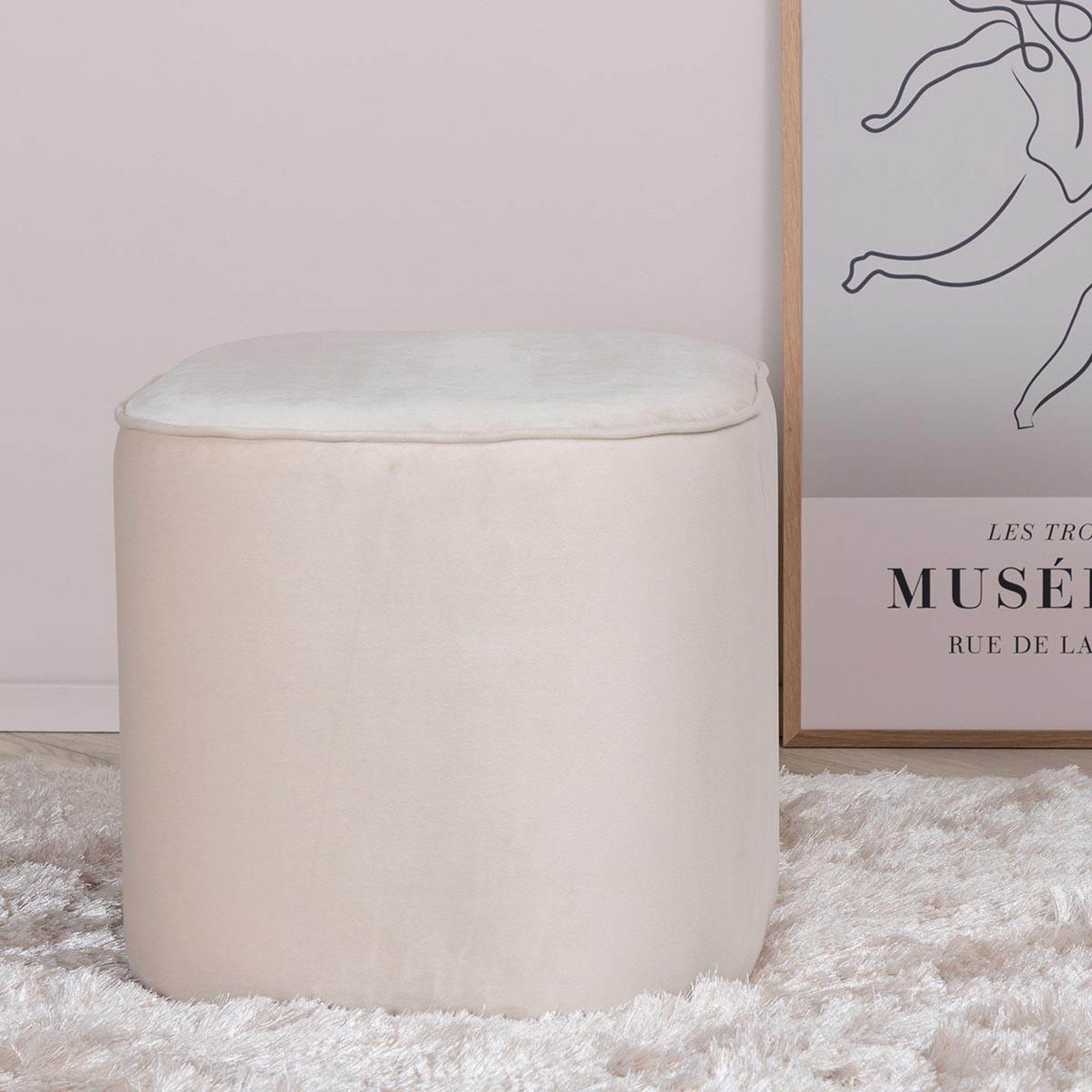 Voir la diapositive 5 : Paris Prix Pouf en velours  piff  44cm beige