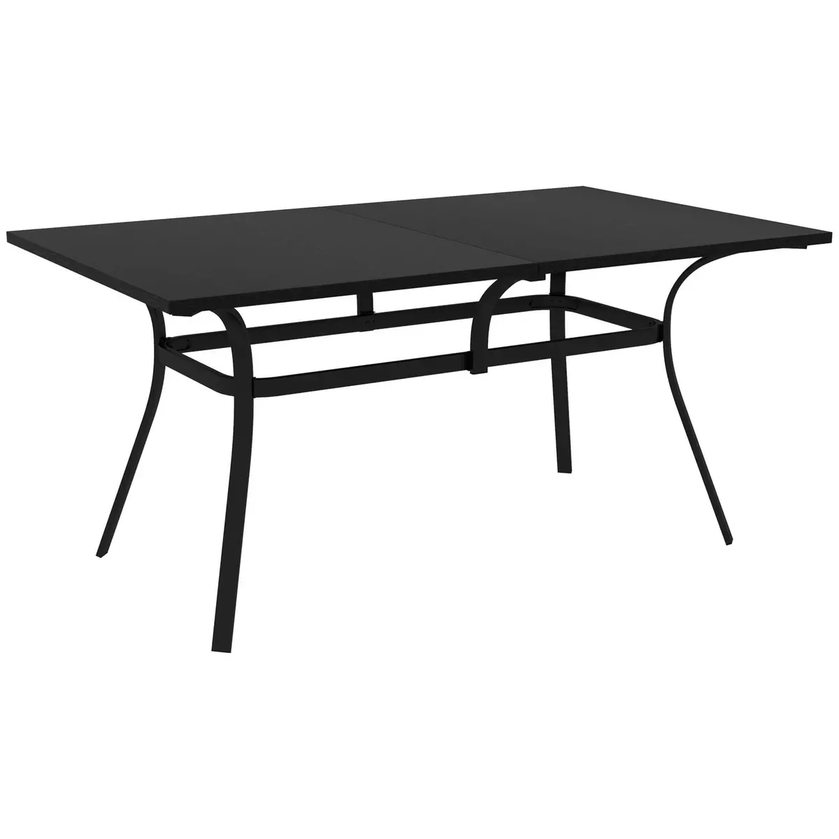 OUTSUNNY Table de jardin rectangulaire 6 personnes acier plateau aspect bois noir