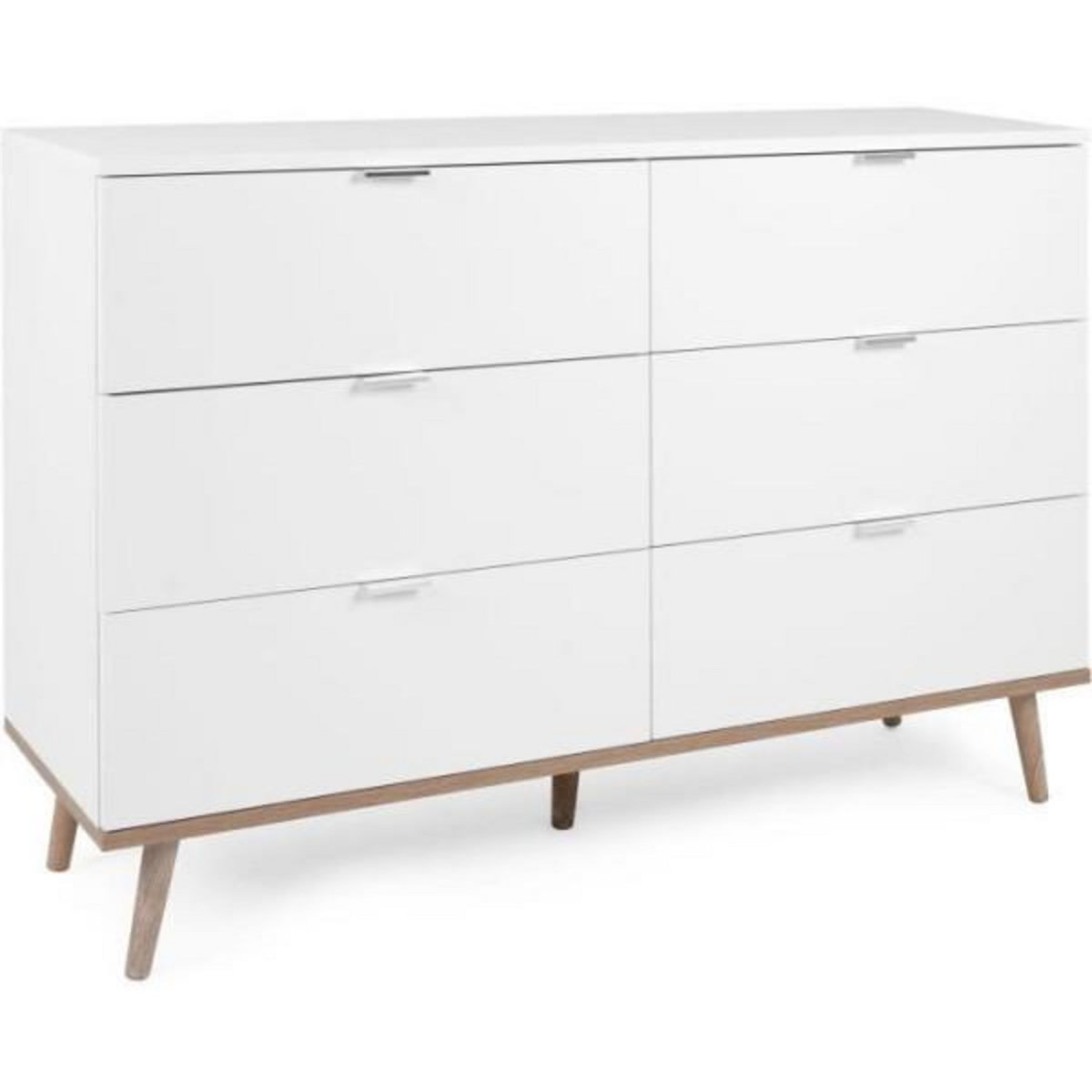 MARKET24 Commode Göteborg 6 tiroirs - Décor chene sonoma Blanc - L 120 x P 40 x H 86,5 cm