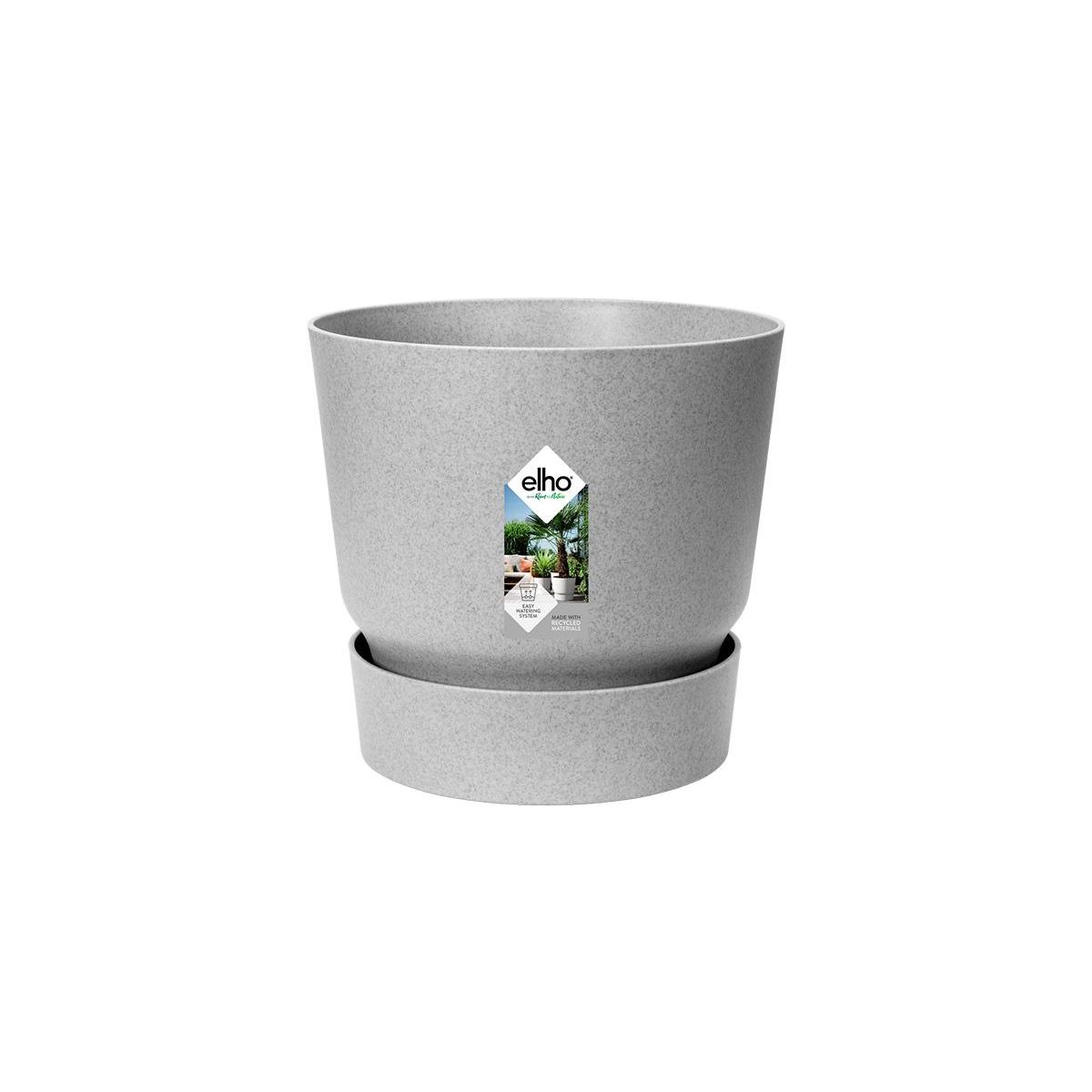 ELHO Pot de fleurs rond en plastique Ø 30 cm Elho Greenville Round gris ciment pour jardin et balcon