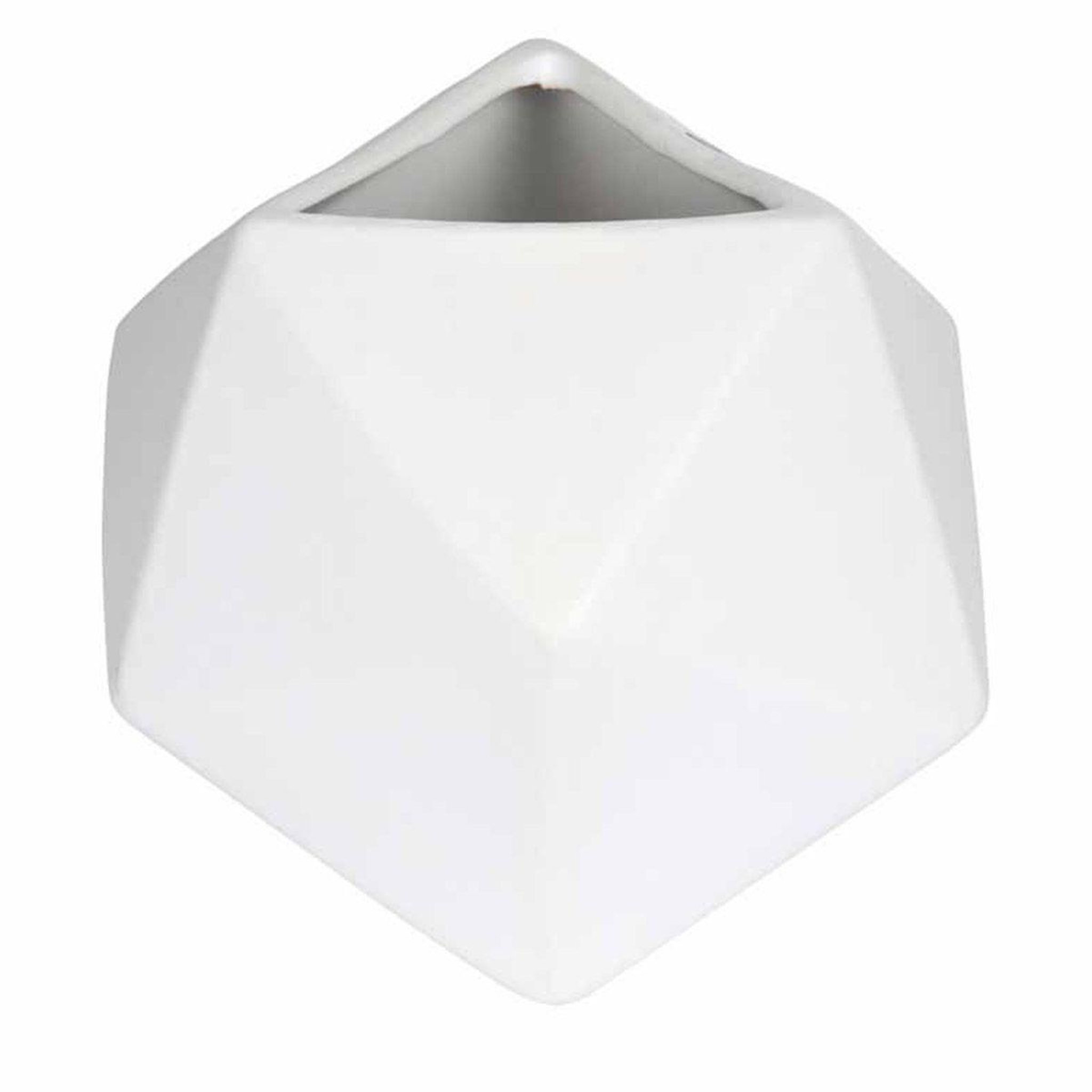 HOMEA Vase déco en céramique  geometrik  15cm blanc