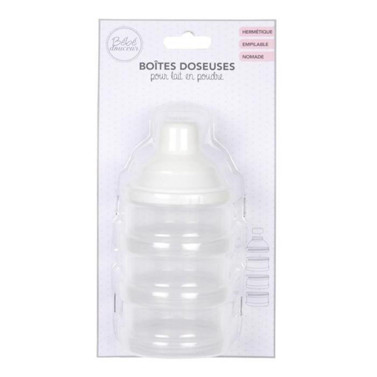 Paris Prix Boîte Doseuse pour Lait  3 Niveaux  14cm Transparent