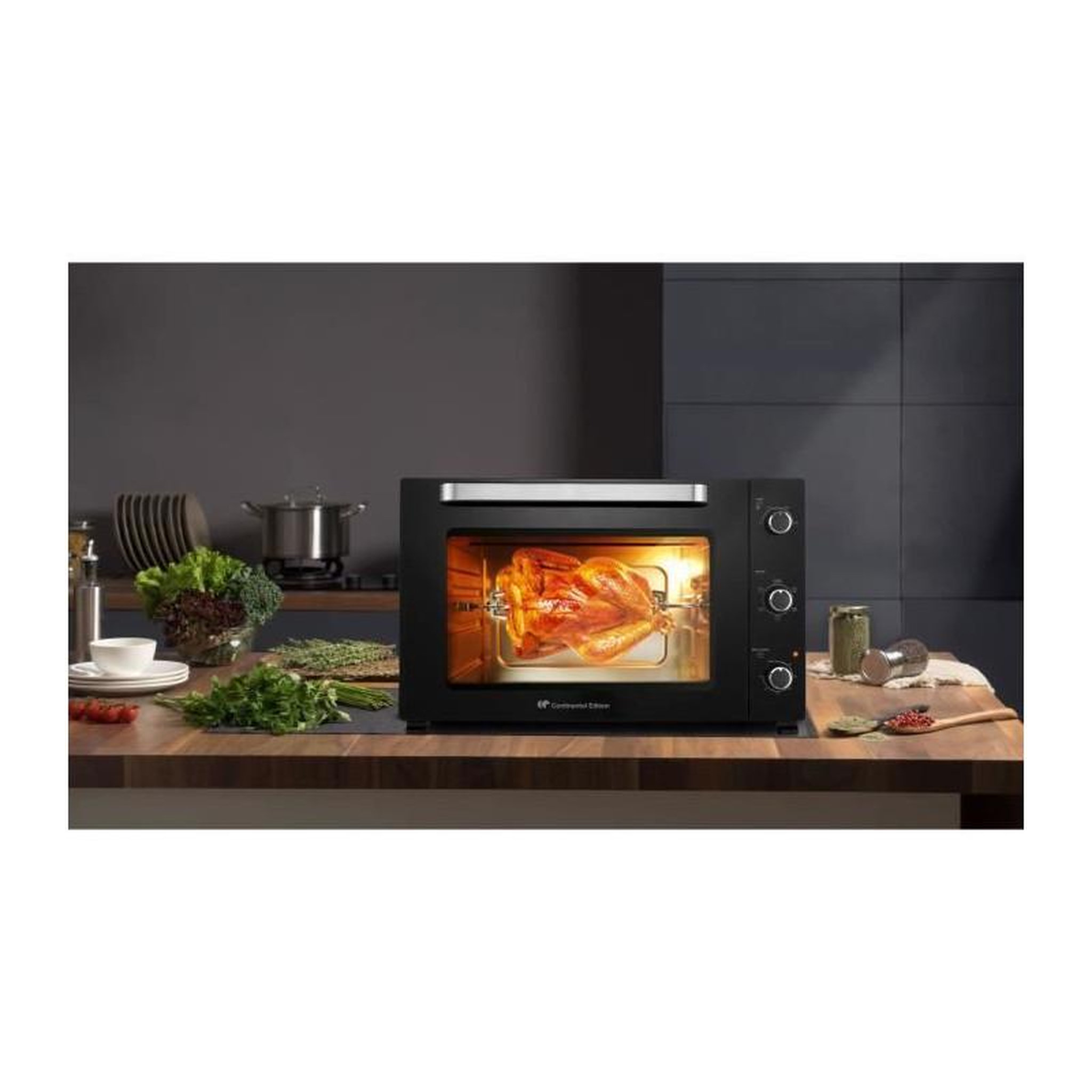 Voir la diapositive 3 : CONTINENTAL EDISON Minifour électrique -Chaleur tournante- CONTINENTAL EDISON - CEMF80B - Noir - L68 x H42,8 x P 48 cm