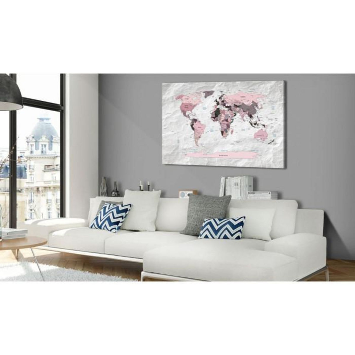 Paris Prix Tableau Imprimé  World Map : Pink Continents