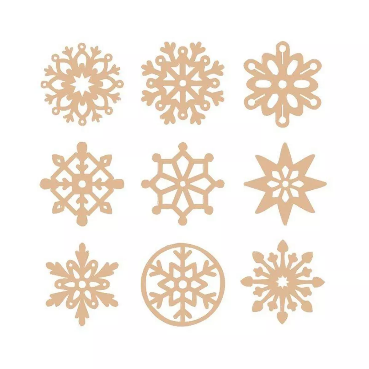 Artemio 27 mini décorations flocons de neige en bois