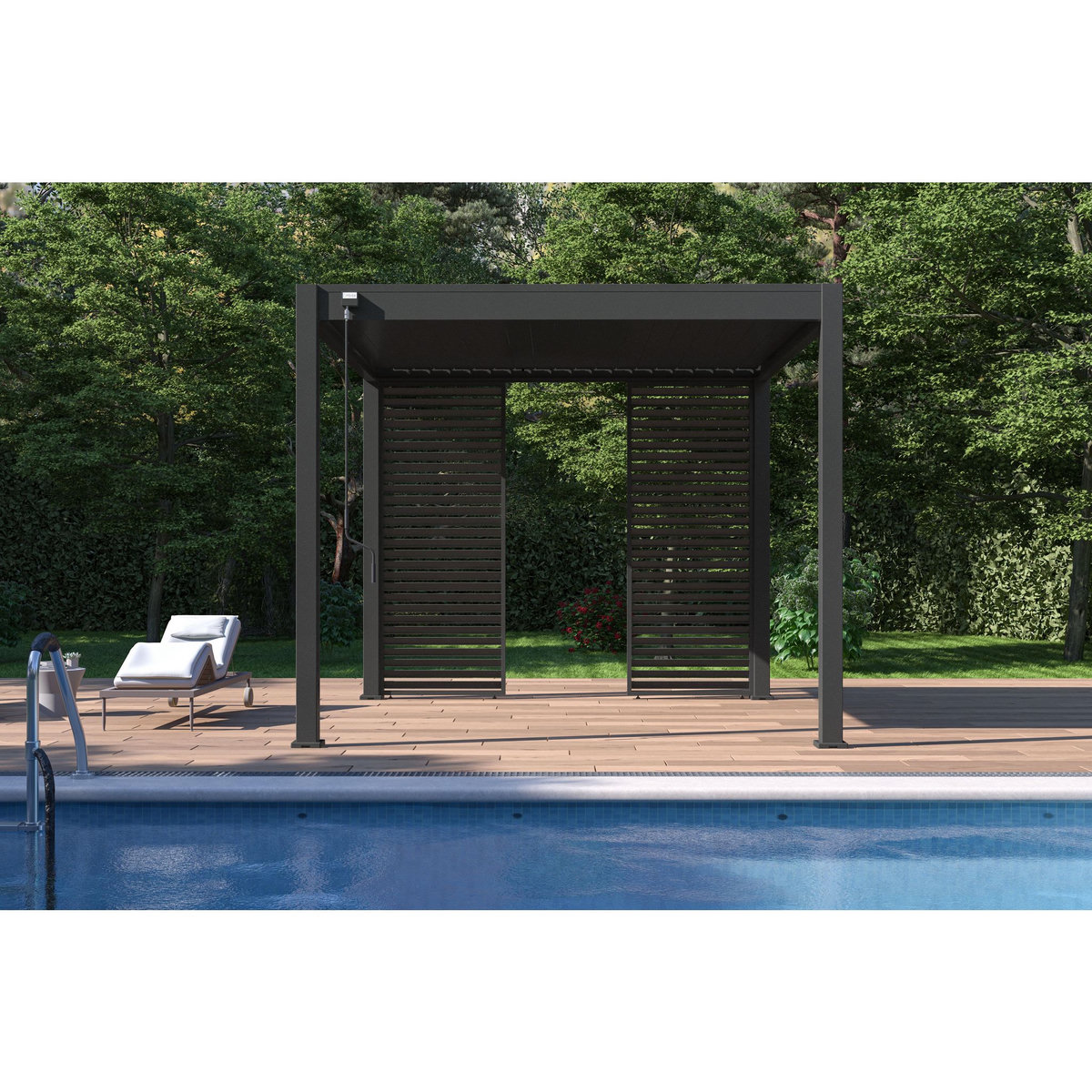 Panneau brise-vue Aluminium Pergola Bioclimatique OMBREA® - largeur 1 m - Anthracite - ventelles horizontales