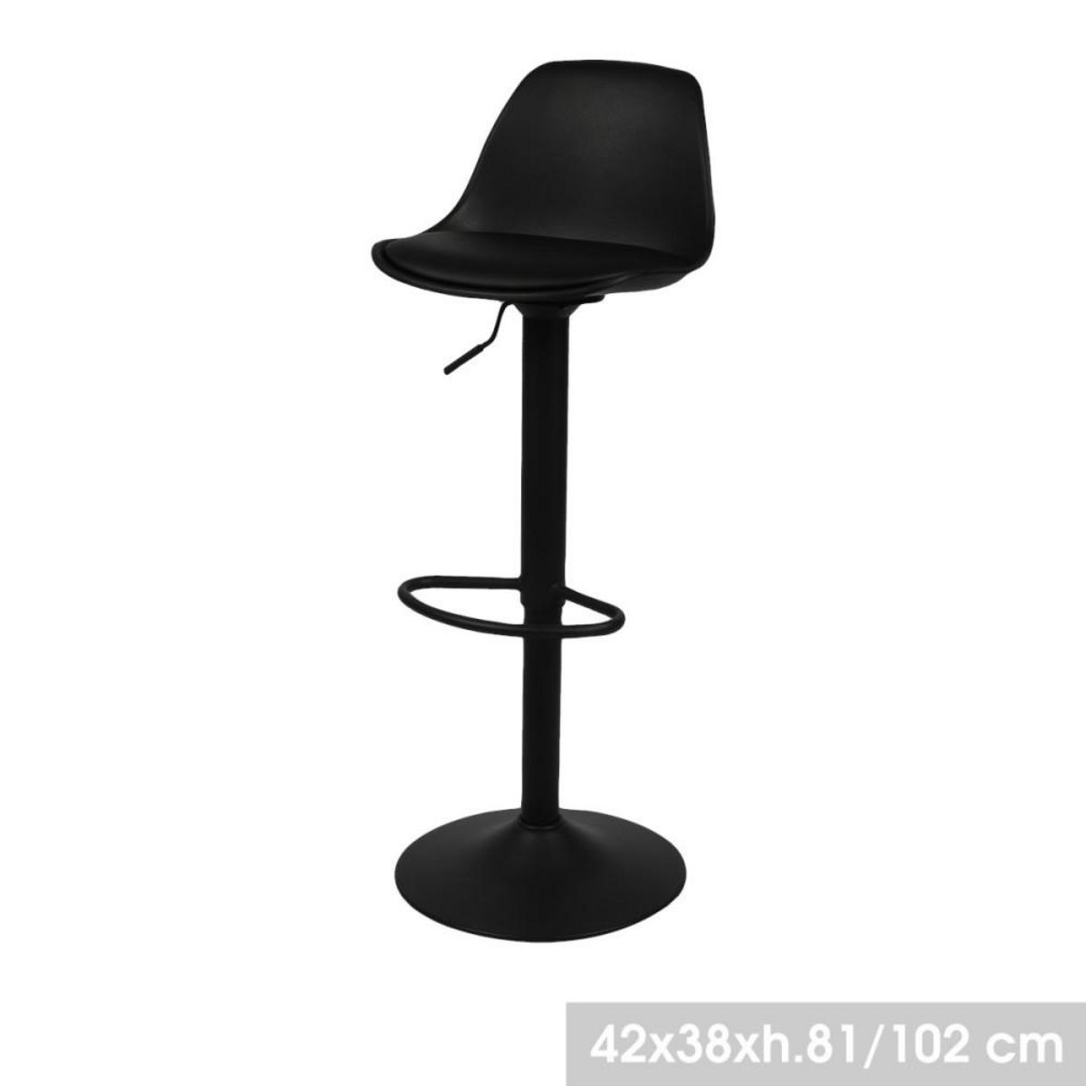 FORNORD Tabouret de bar avec coussin effet cuir noir