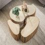 Voir la diapositive 3 : LISA DESIGN Jade - lot de 3 tables basses gigognes effet travertin - pieds en bois massif de manguier - 90, 70 et 50 cm