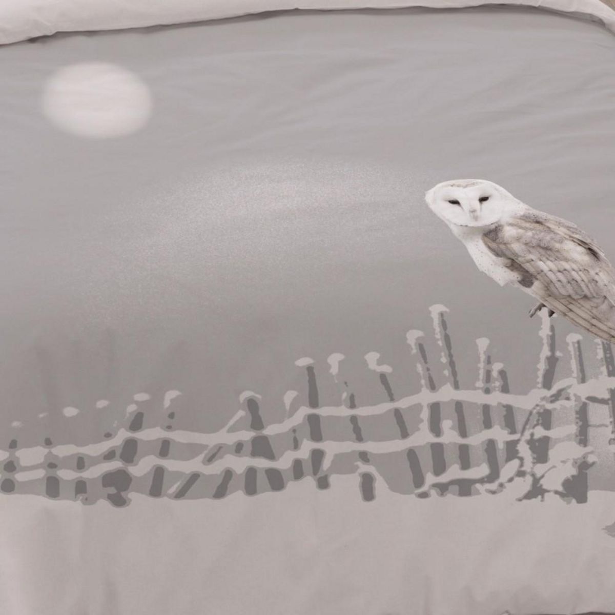 Dourev Housse de couette 200x200 CHOUETTE + 2 taies 100% coton