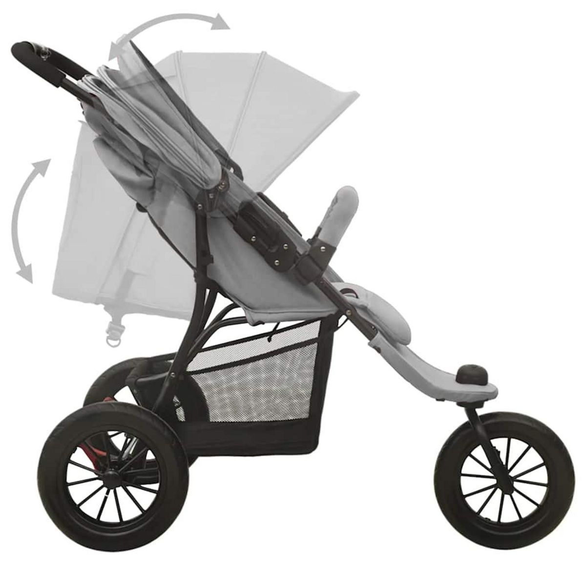VIDAXL Poussette pour bebe Gris clair Acier