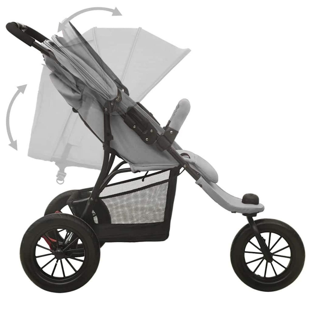 VIDAXL Poussette pour bebe Gris clair Acier