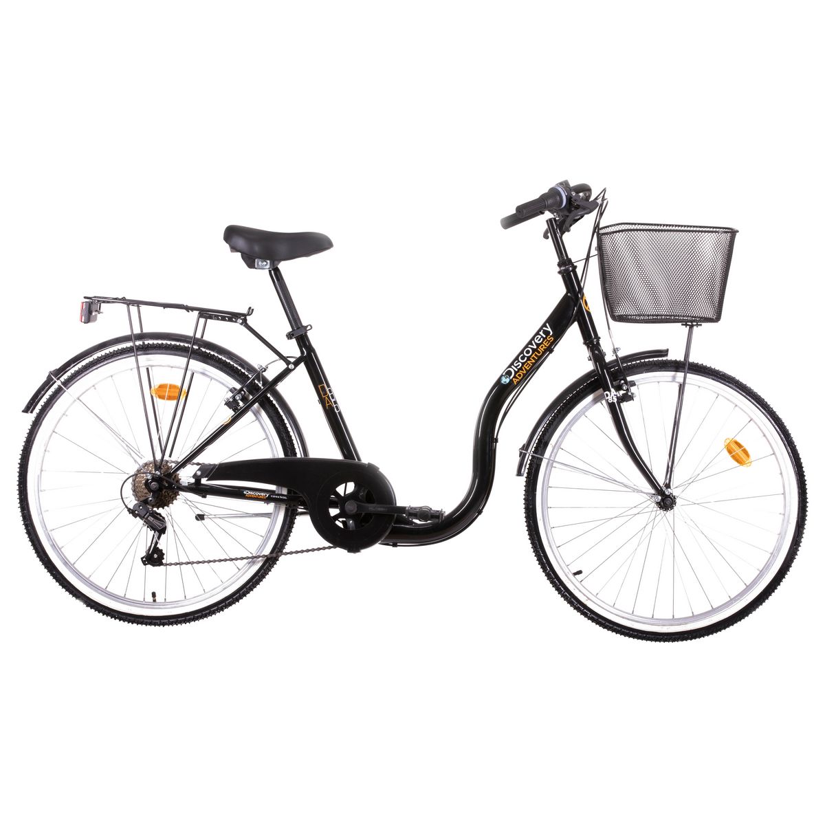 DISCOVERY ADVENTURES Vélo VTC 26'' City Rigide Femme Acier  Discovery Adventures  - 6 vitesses - Enjambement bas - Freins V-Brake - Dérailleur Shimano - Equipé City