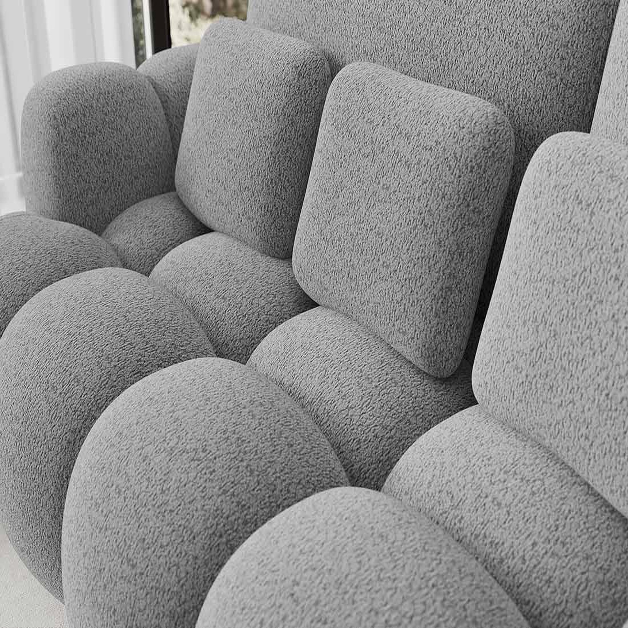 Voir la diapositive 5 : BEST MOBILIER Dorian - canapé droit 3 places convertible avec coffre en tissu bouclette