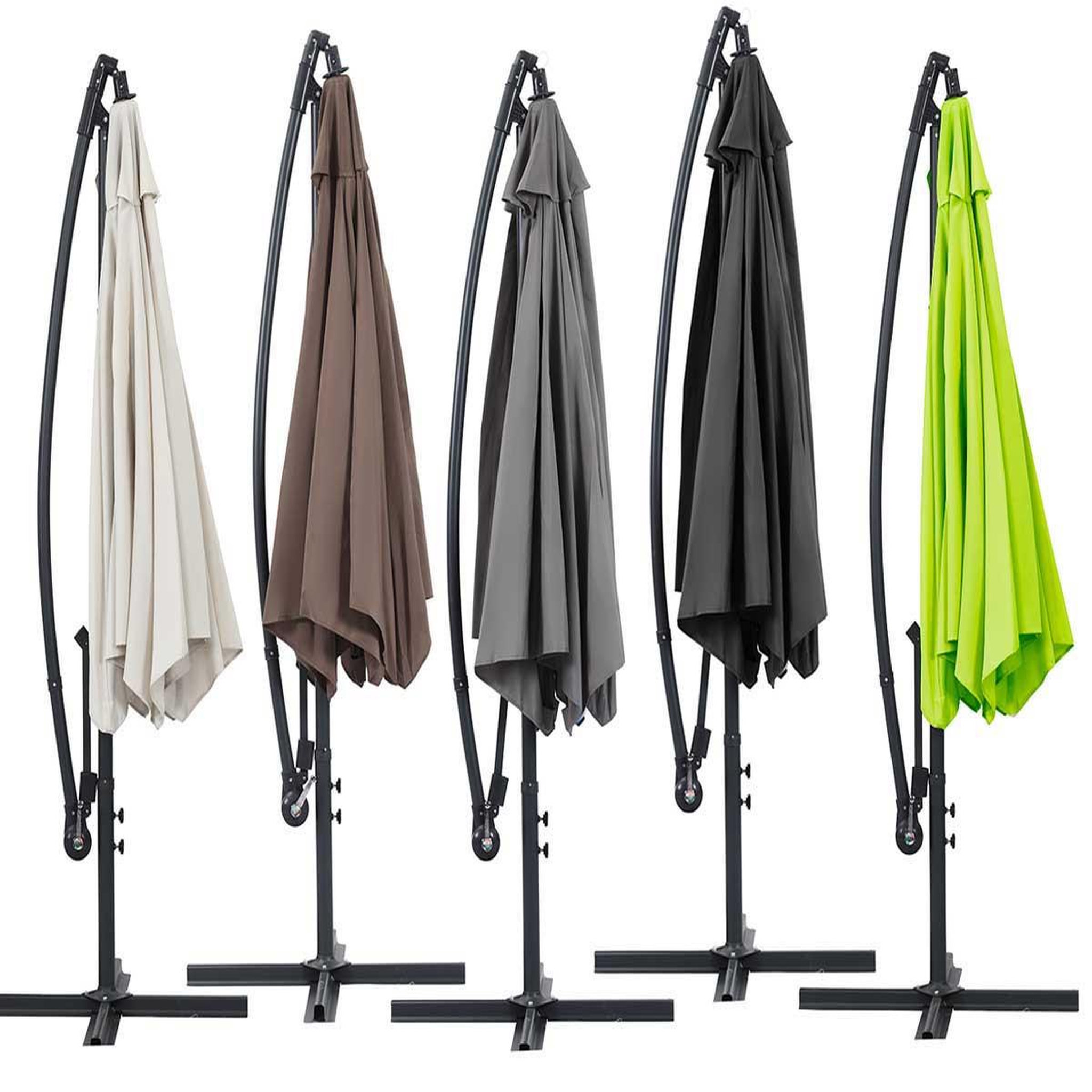 Voir la diapositive 3 : Habitat et Jardin Parasol jardin déporté alu  ilios  - rond - ø 3 m - gris