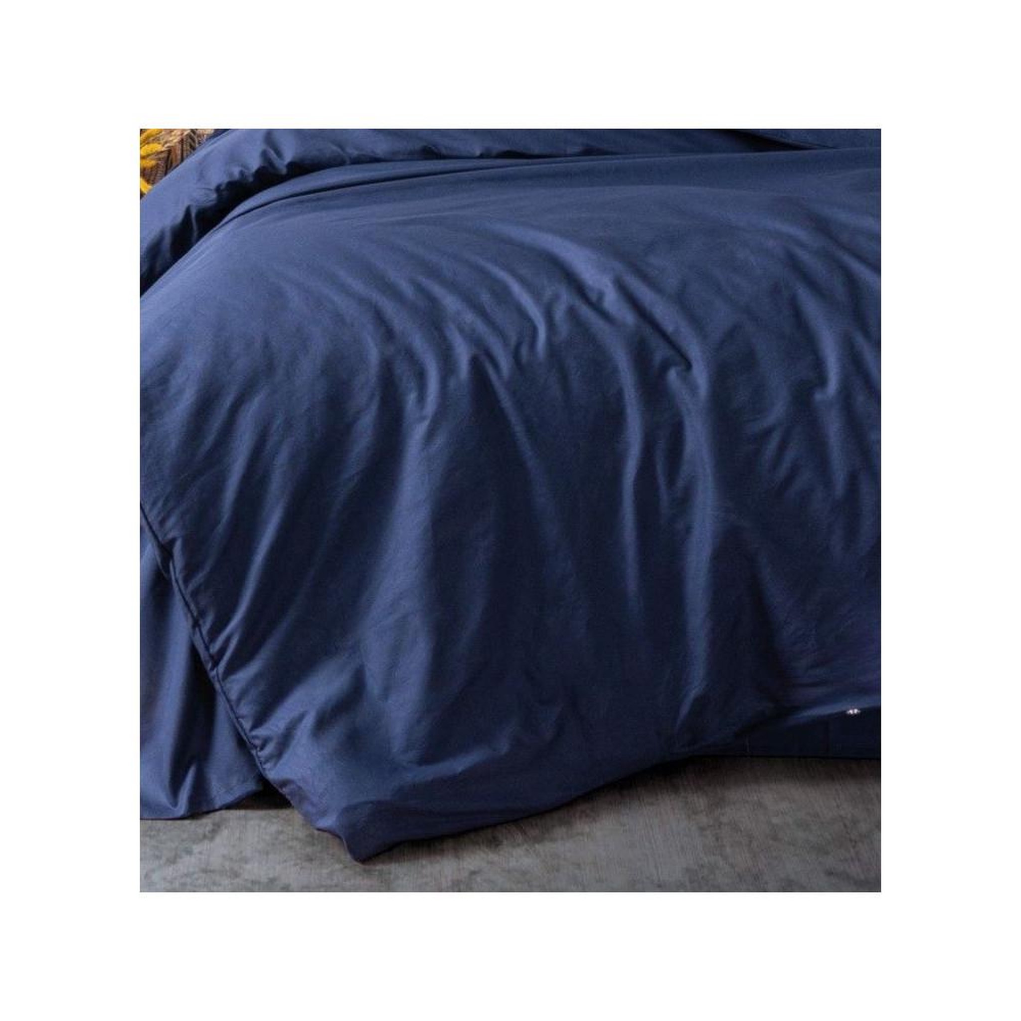 Voir la diapositive 4 : GENERIQUE Parure de lit - 1 housse de couette 140 x 200cm + 1 taies d'oreiller 60 x 60 cm - 100% coton renforcé - Bleu foncé