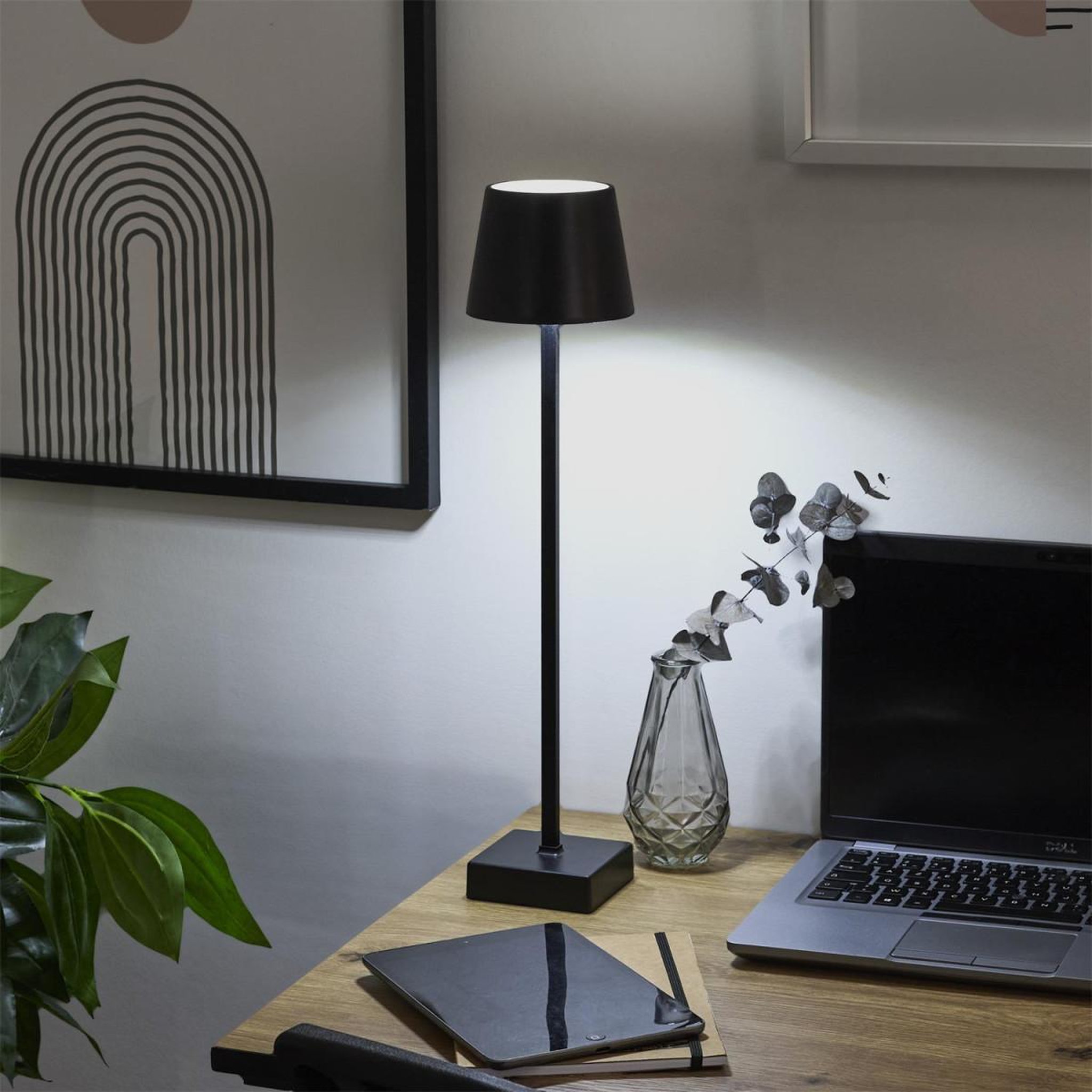 Voir la diapositive 4 : The Home Deco Factory Lampe à poser tactile  rechargeable  45cm noir
