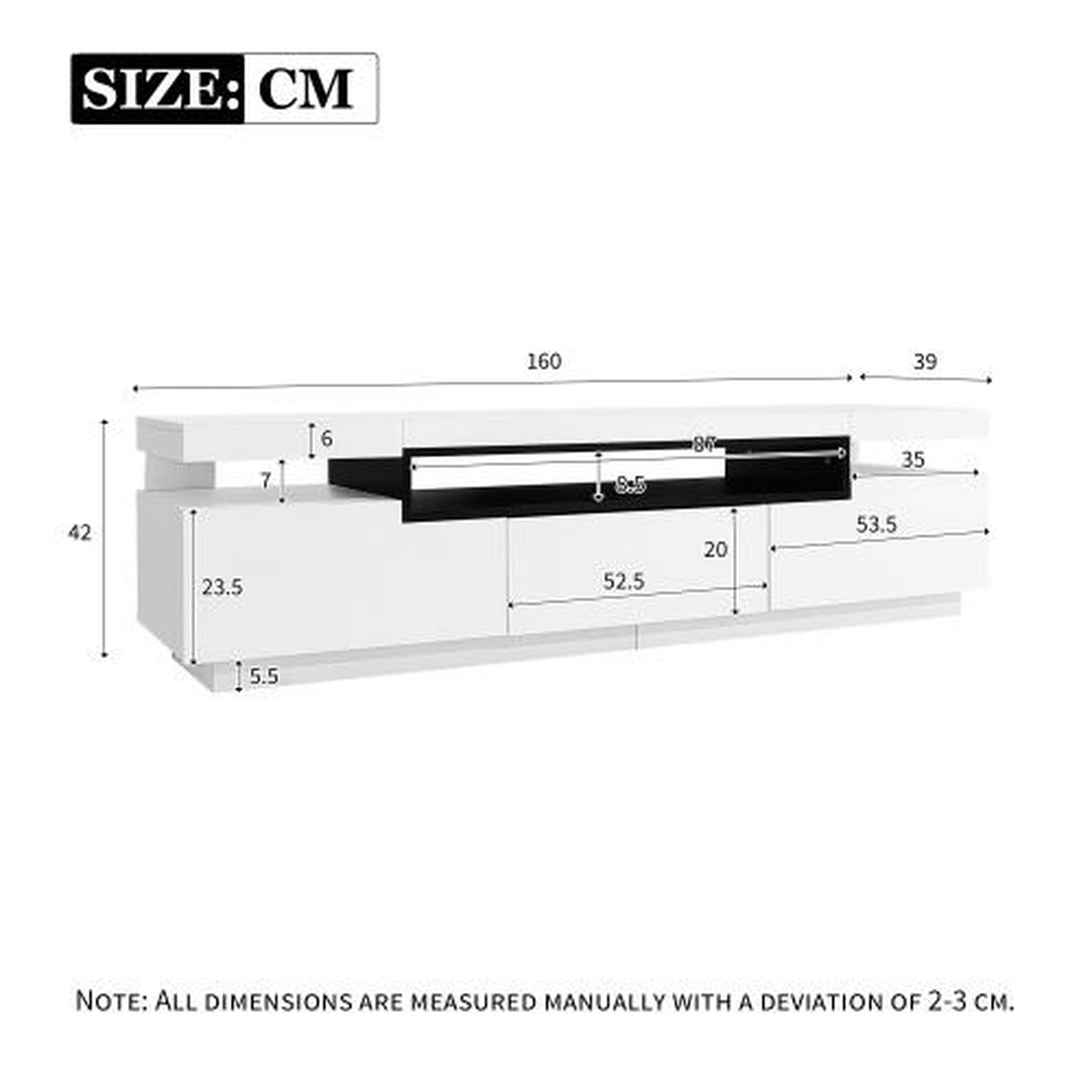 Voir la diapositive 3 : MERAX Meuble tv blanc 160 cm led panneau de particules