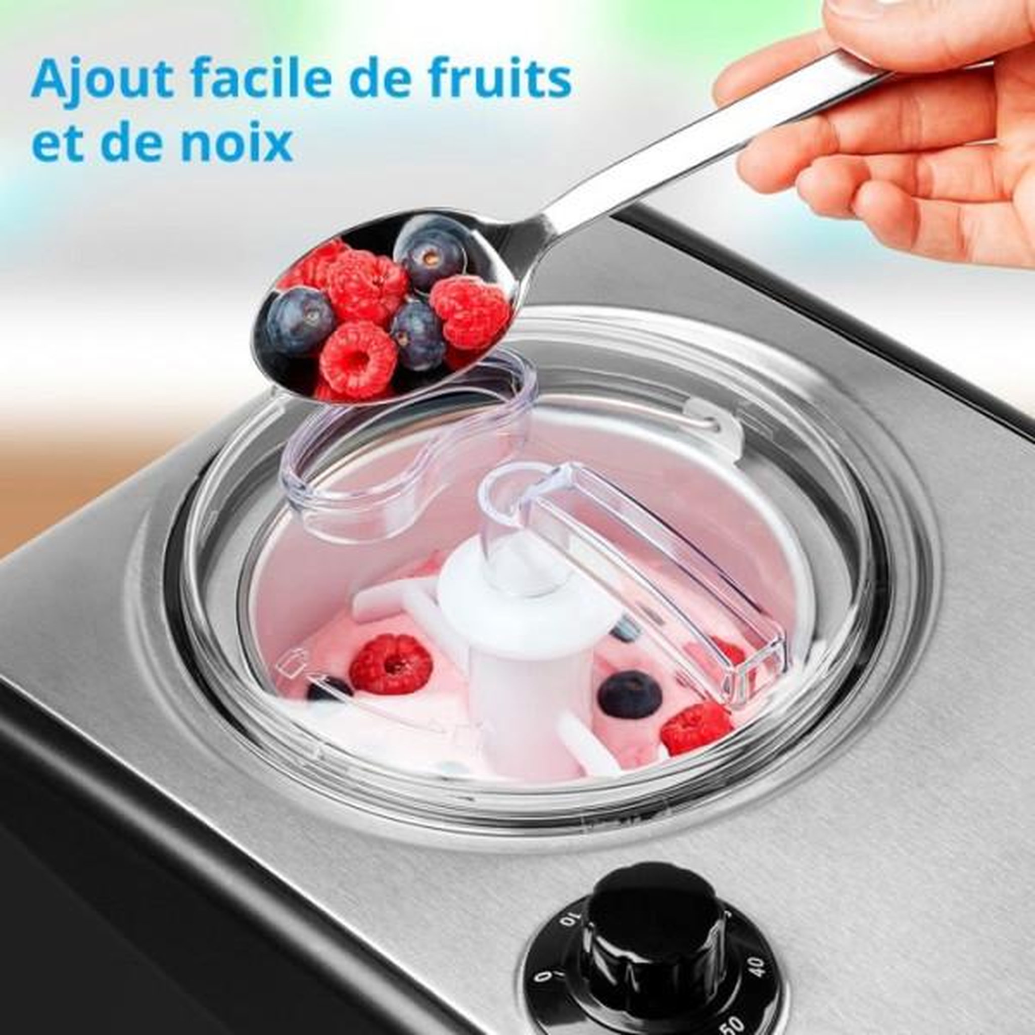 Voir la diapositive 5 : Medion Machine a Glace - Sorbetiere   Yaourtiere - MEDION MD18387 – 150W – de -18 a -35°C – 1,5L de glace – Écran LCD – Noir/Alu