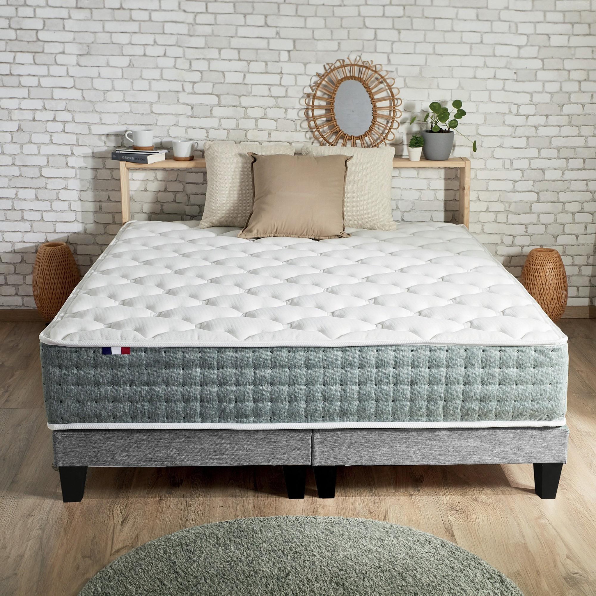 Voir la diapositive 6 : IDLITERIE Ensemble matelas à ressorts HYGGE et sommier déco pour un confort optimal