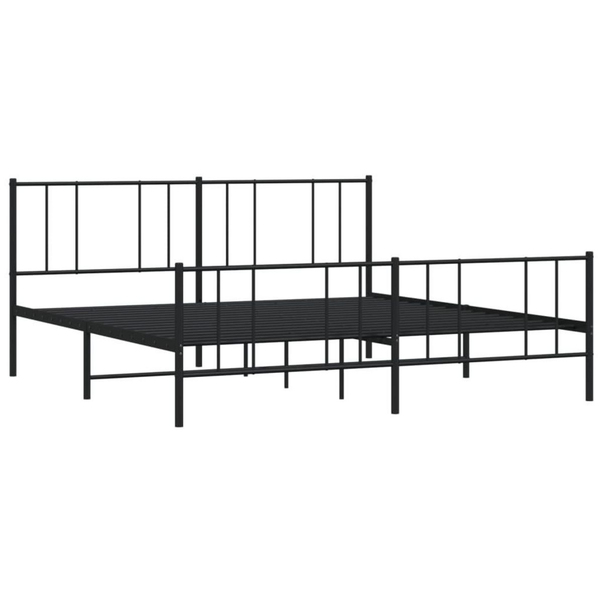 VIDAXL Cadre de lit metal sans matelas avec pied de lit noir 200x200cm