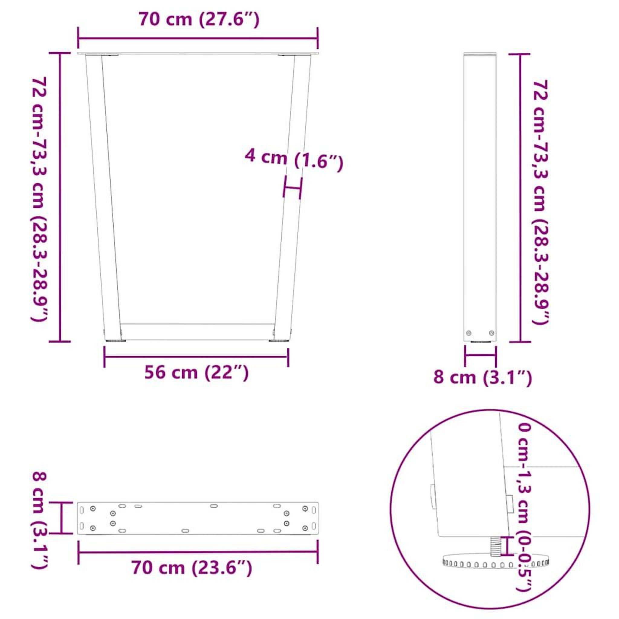 Voir la diapositive 6 : VIDAXL Pieds de table a manger forme V 2 pcs acier naturel acier