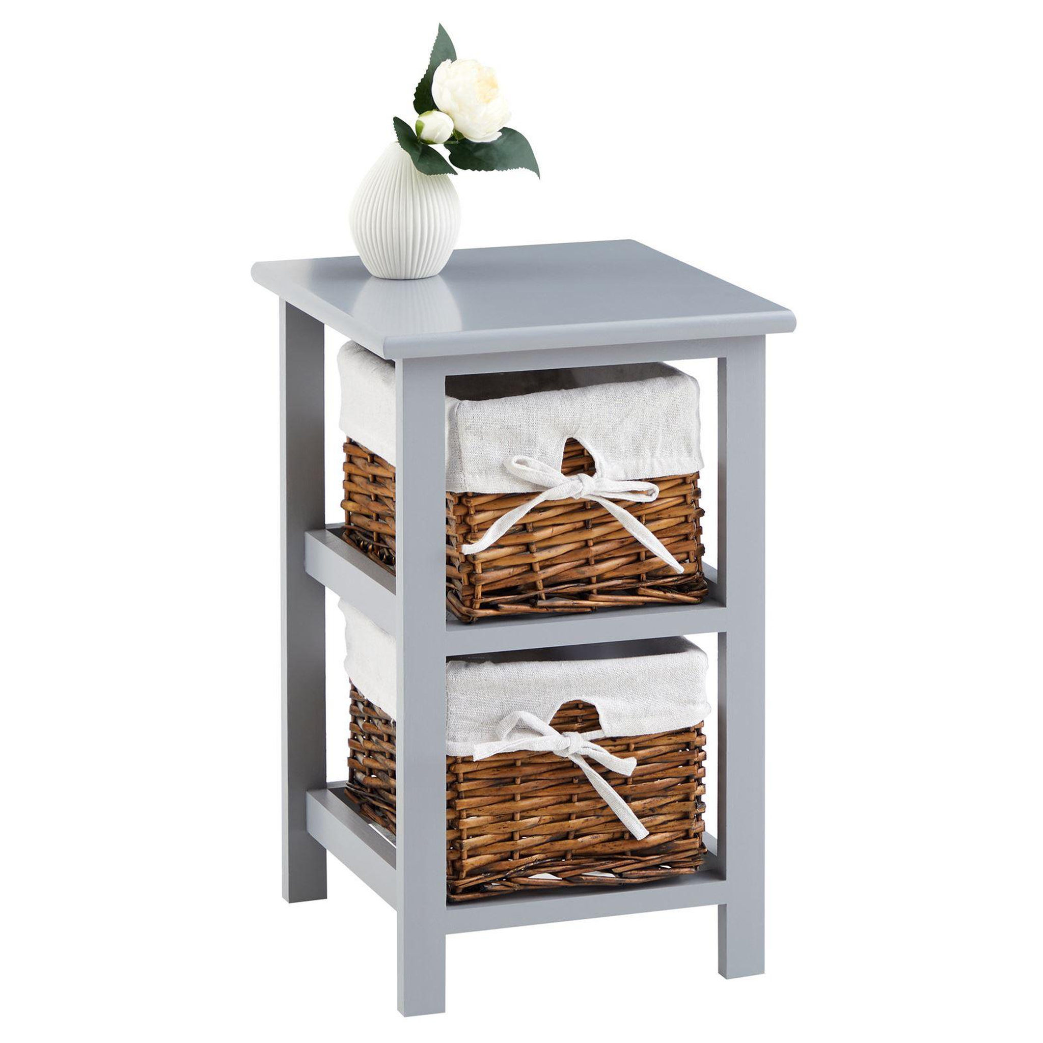 Voir la diapositive 1 : IDIMEX Table de chevet NOKOMIS avec 2 paniers en bois
