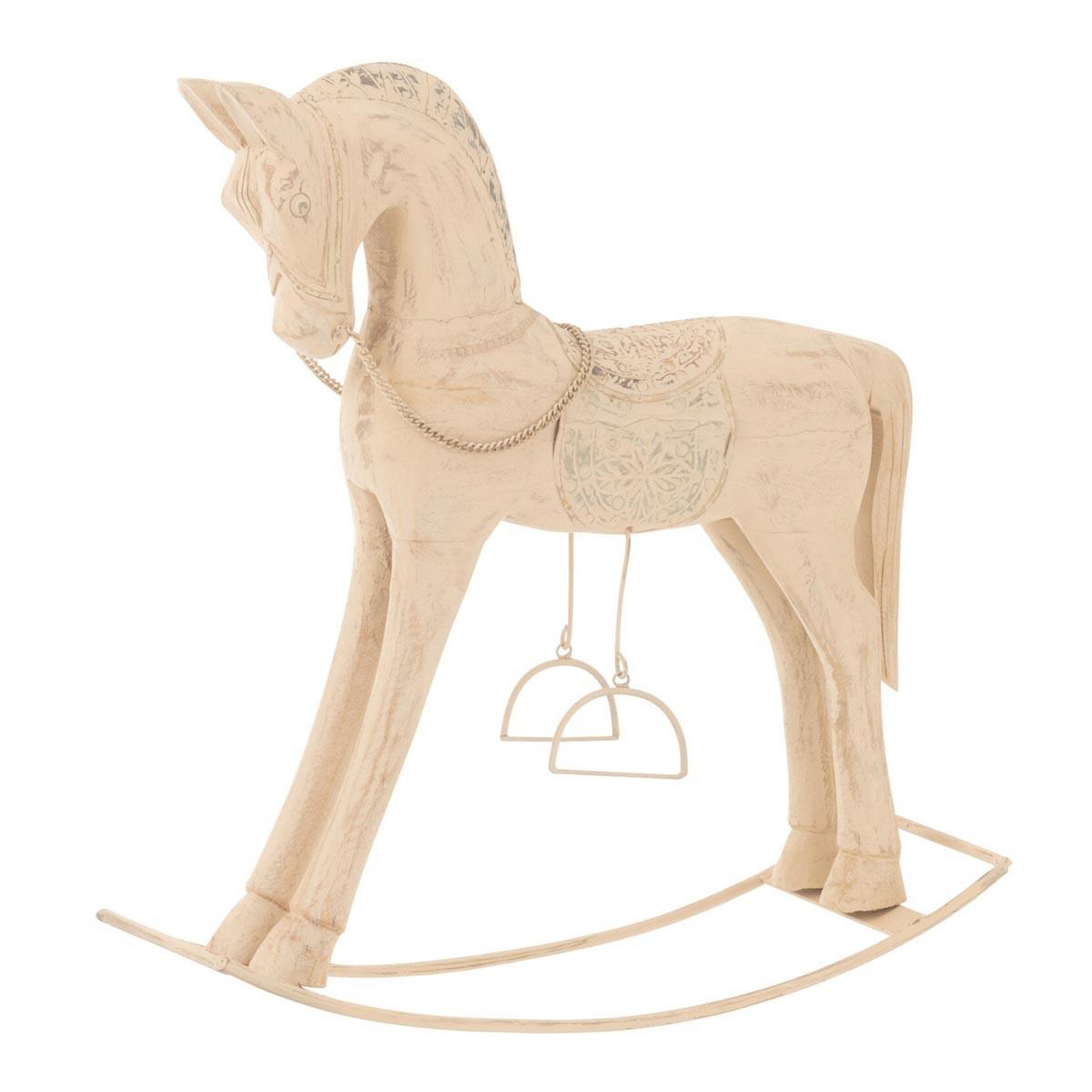 J-LINE Cheval à bascule en bois  wiley  53cm naturel