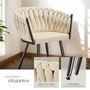 Voir la diapositive 4 : tectake Lot de chaises de salle à manger rembourrée avec revêtement en velours et design noué sable Lot de 4